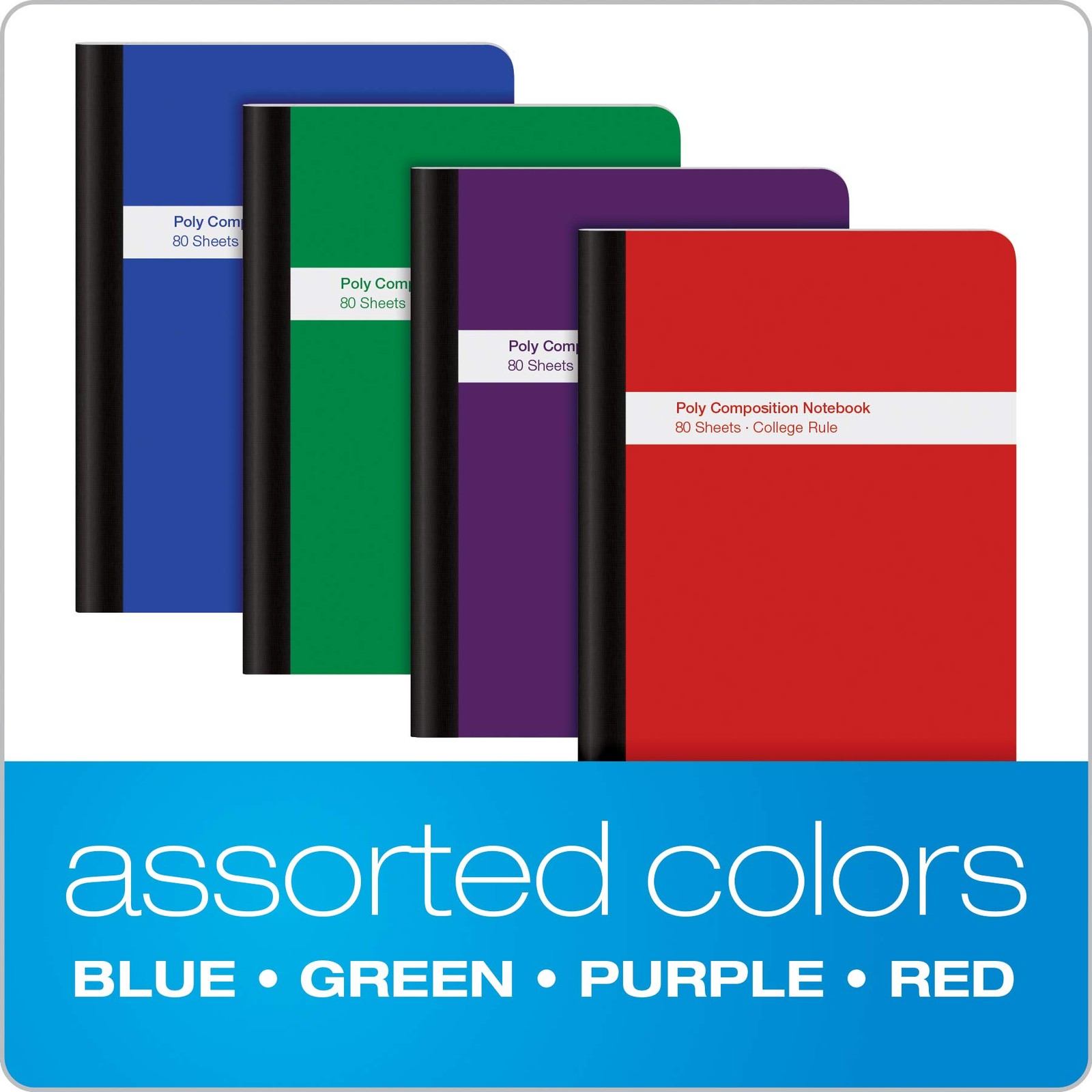 Oxford Poly Composition College Ruled 4 Count (Pack of 1), Multicolor