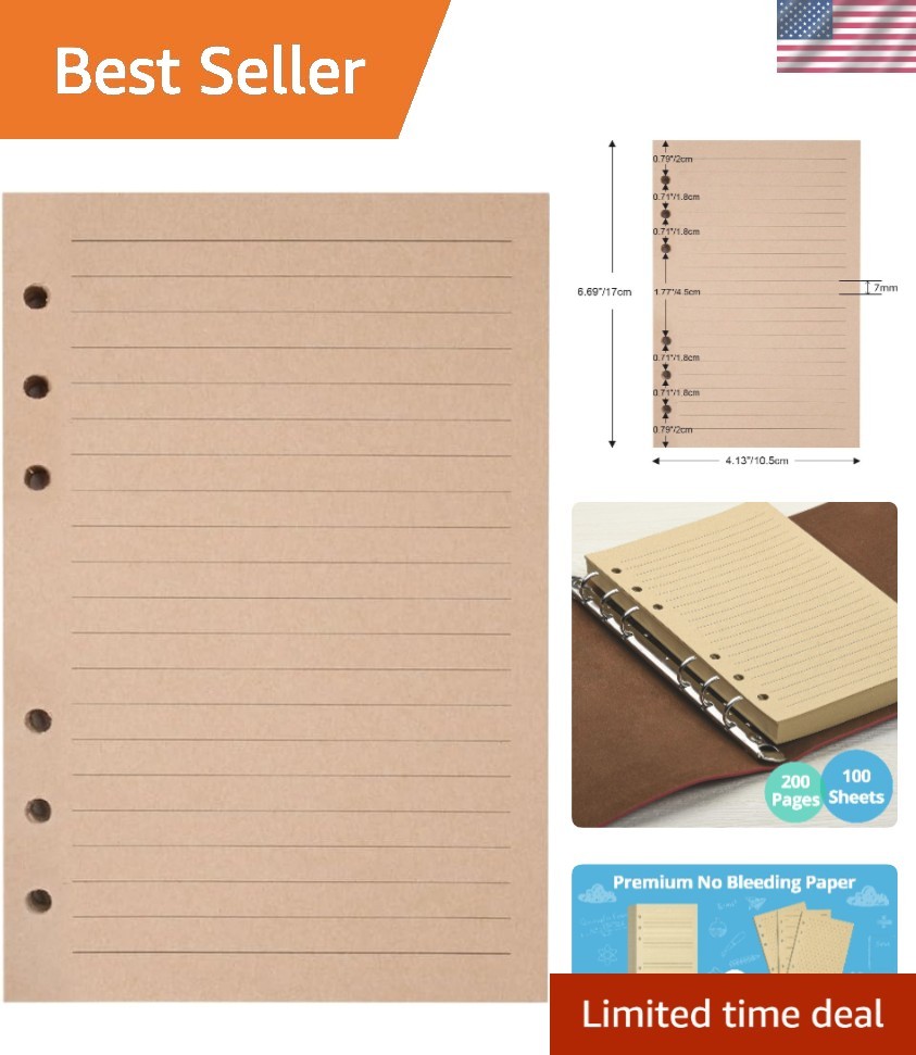 Durable Kraft Refillable A6 Lined Paper – 100 Sheets for Creative Minds