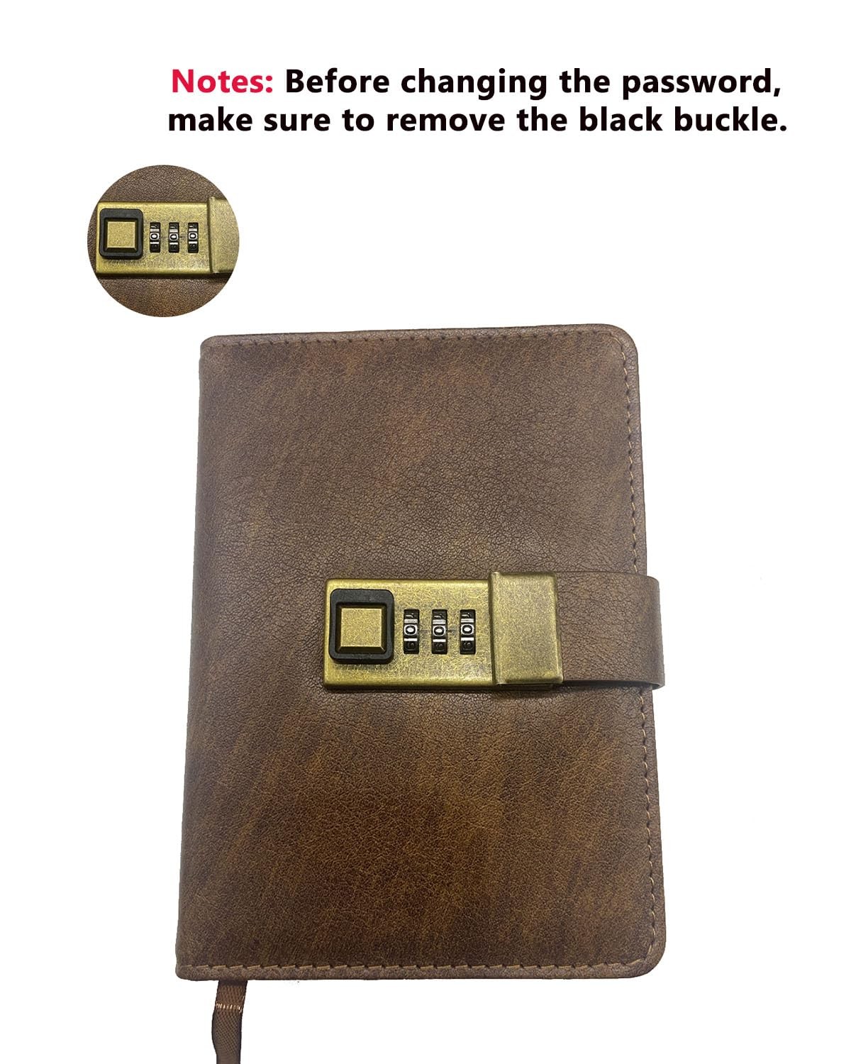 WEMATE Diary with Lock, A5 PU Leather Journal A5（5.8 x 8.6inch）, Rose Gold