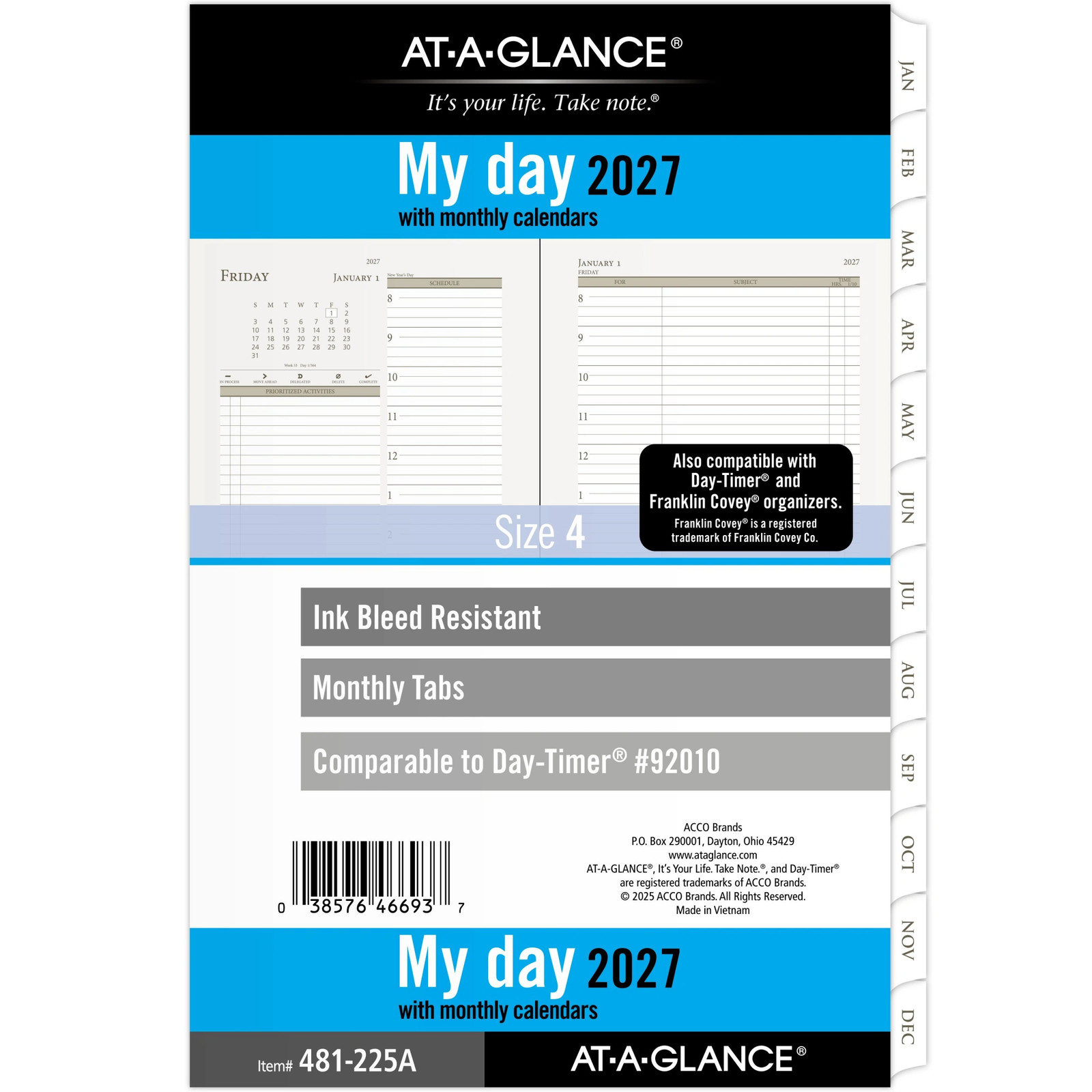 AT-A-GLANCE 2027 Daily Monthly Planner Two Page Per Day Refill