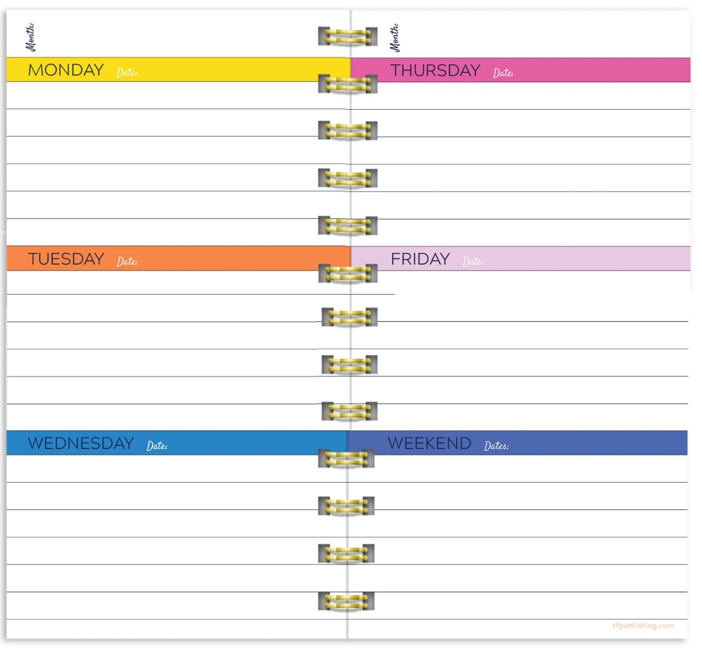 TF PUBLISHING Bright Pink Undated Wkly Spiral Planner Premium Paper – 3.5”x6.5″