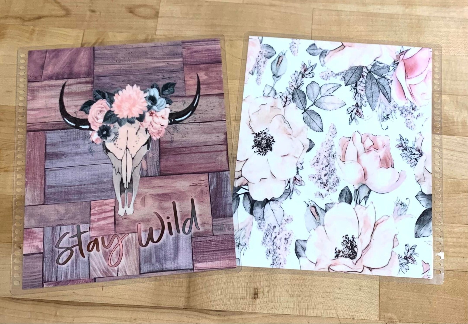 “Stay Wild” Flower Rose Bull Skull Cover Set 4 use w/ Erin Condren Life Planner