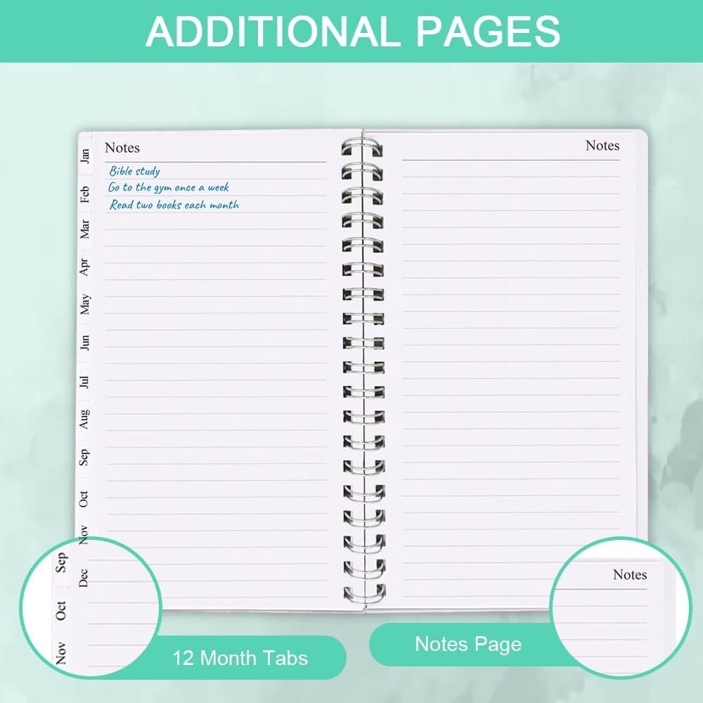 Stylish Teal 2026 Weekly Planner – A6 Size with Tabs for Easy Daily Organization