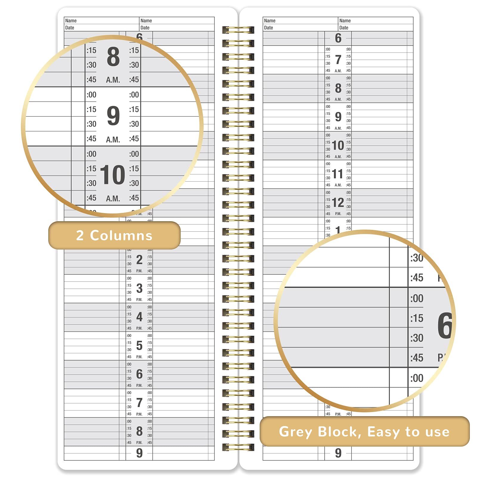Salon Appointment Books 11.5×4.7 Inch Twin-Wire Binding for Hair Stylist