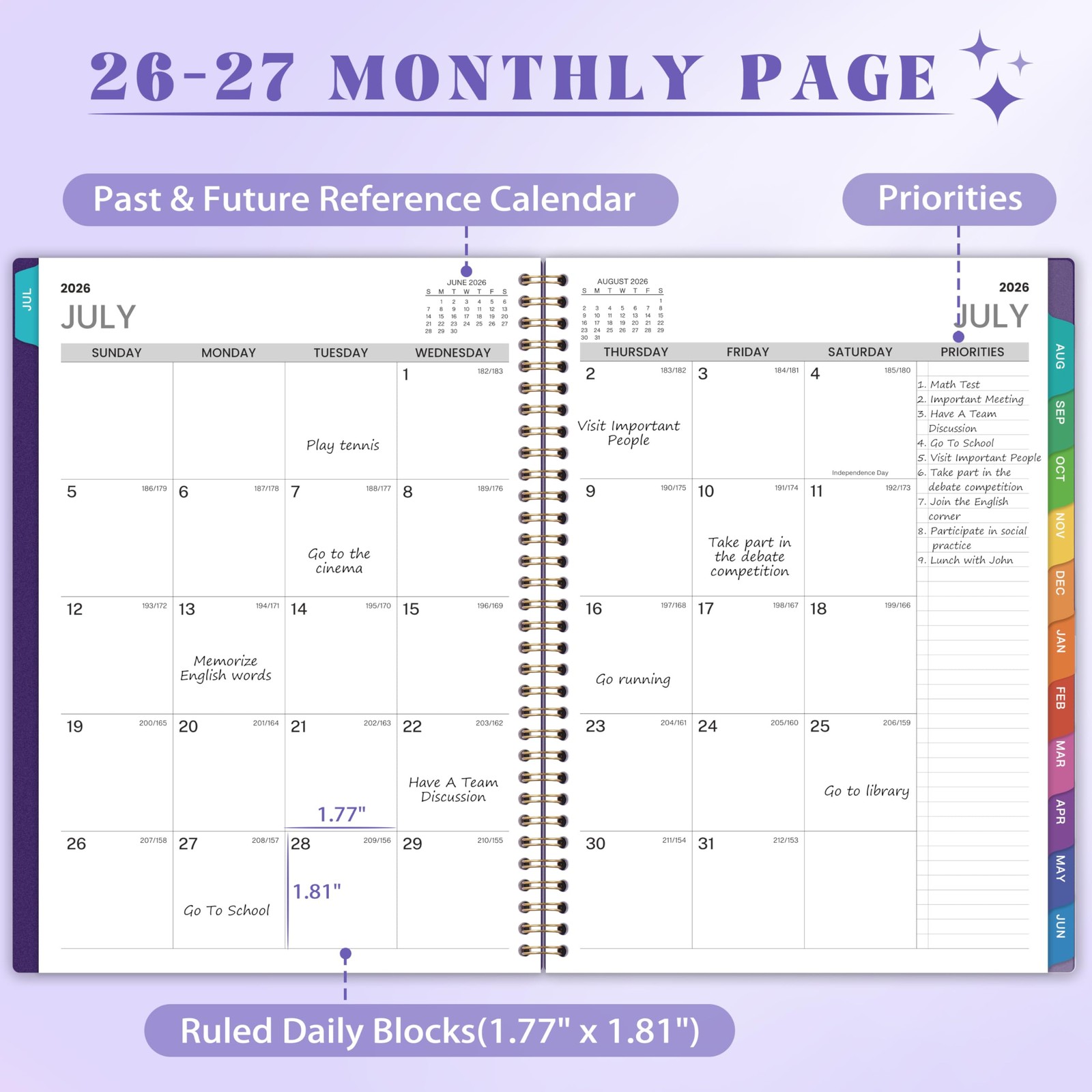 2026-2027 Appointment Book/Planner – 8.2″ x 11″, Daily x 10.9″, Purple