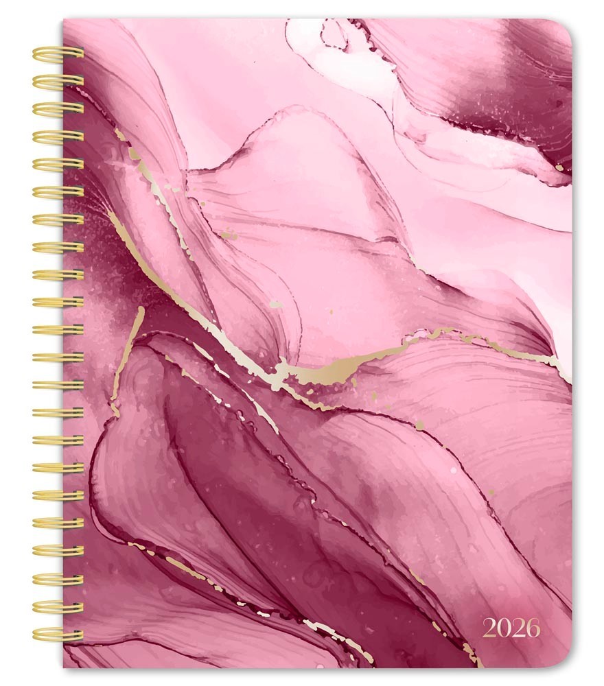 Crackled Blush | 2026 6×7.75 Inch Weekly Desk Planner | Foil Stamped Cover