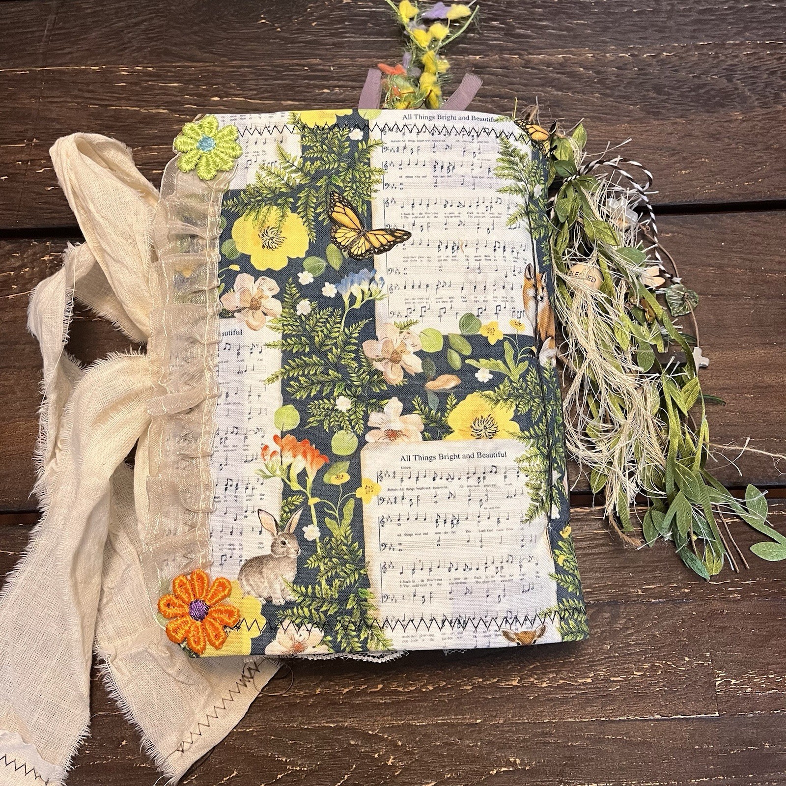 Junk Journal Nature Music Hymns Christian Faith Based Softcover Decorated 3 Sig