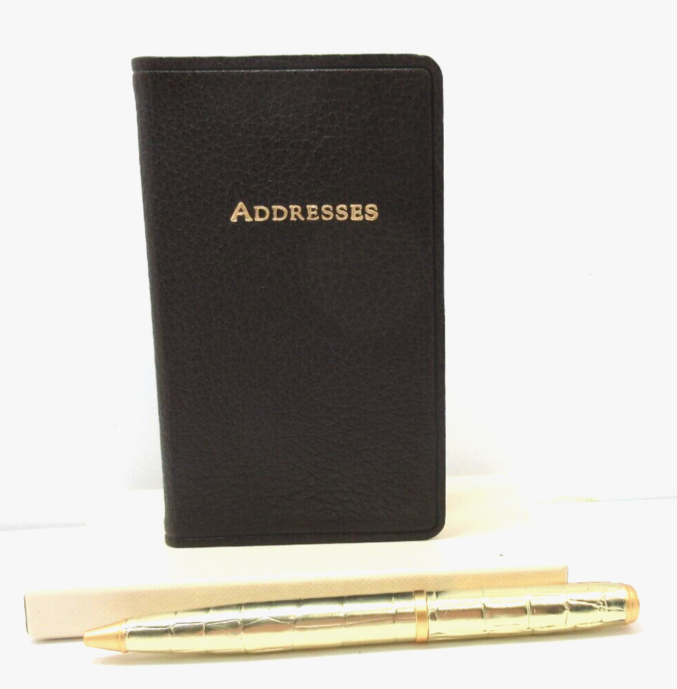Graphic Image Address Book Pocket Size 3×5″ Goatskin Leather Cover Brown list$40