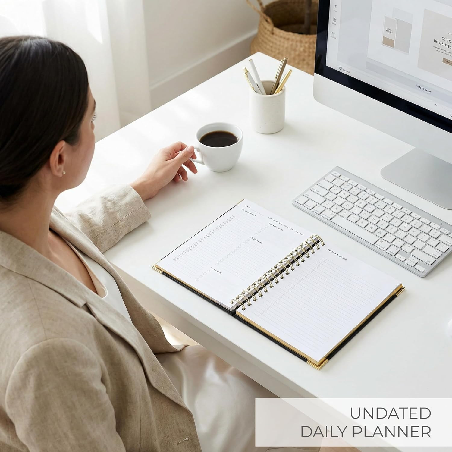 Aesthetic Daily Planner And Notebook With Hourly Schedule – Beautiful Spiral To