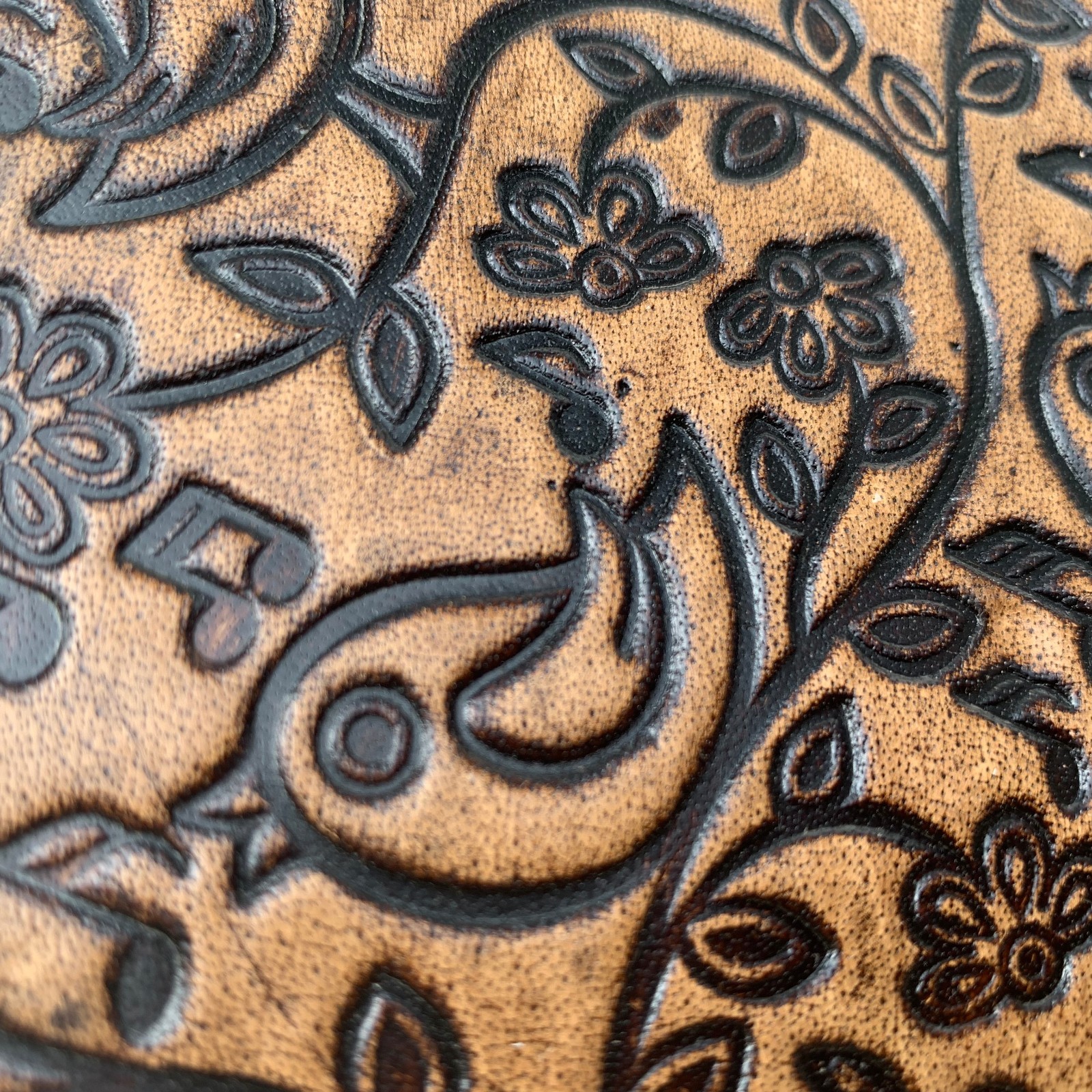 Handmade Brown Leather Journal Book lock rugged diary Embossed music notes bird