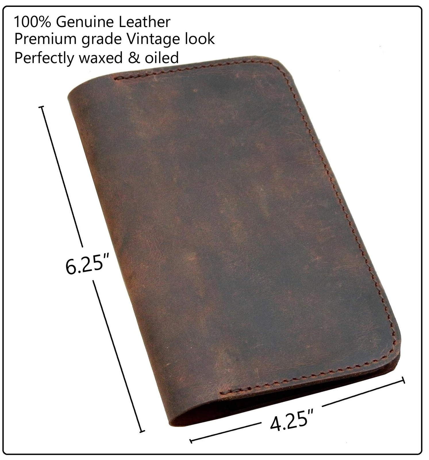 HERTE Leather Journal Cover for Field Notes, Small Pocket Size Notebook 3.5″ X 5