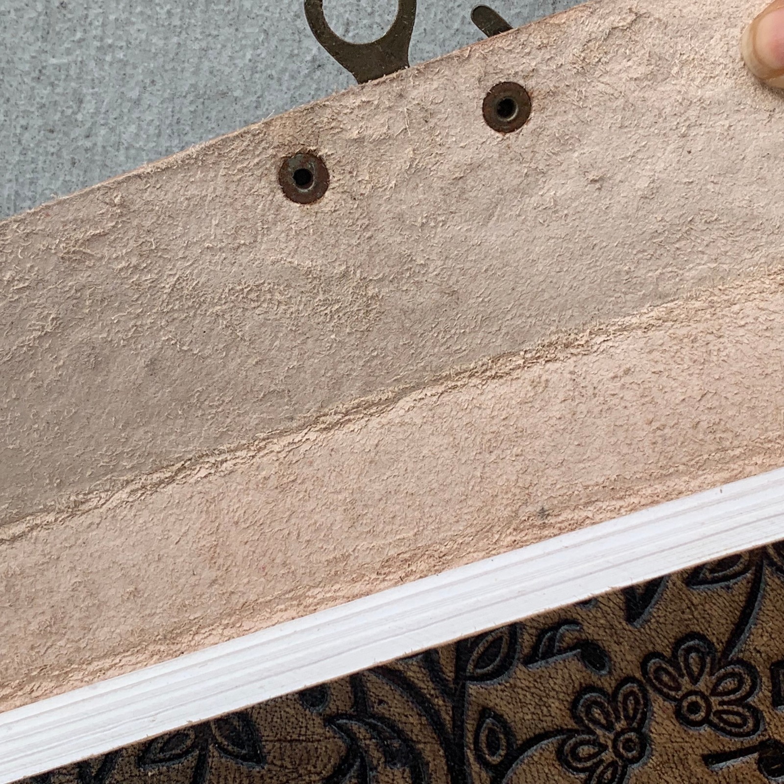 Handmade Brown Leather Journal Book lock rugged diary Embossed music notes bird