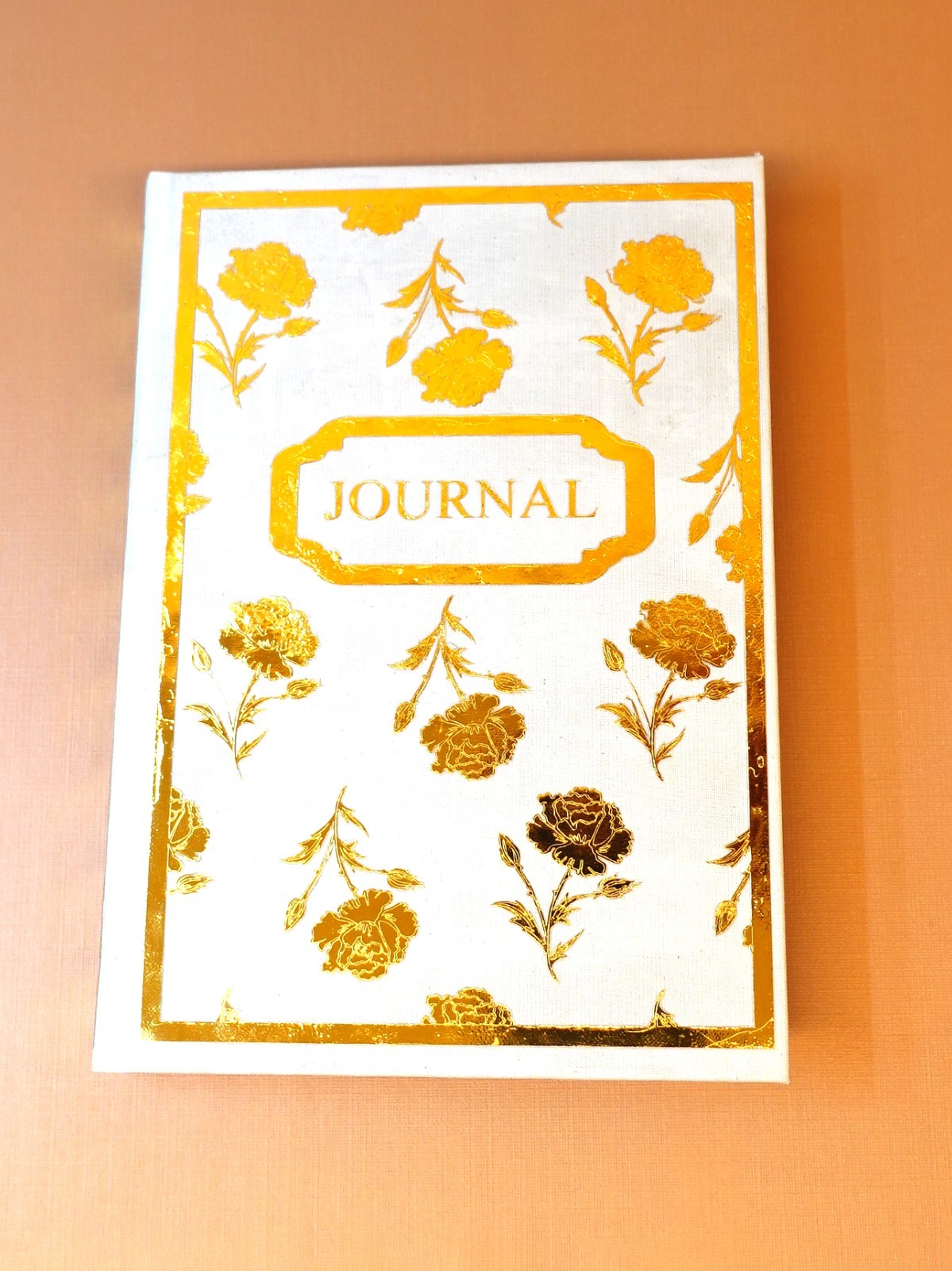 Light Gray A5 Floral Lined Writing Journal Vintage Handmade Gift