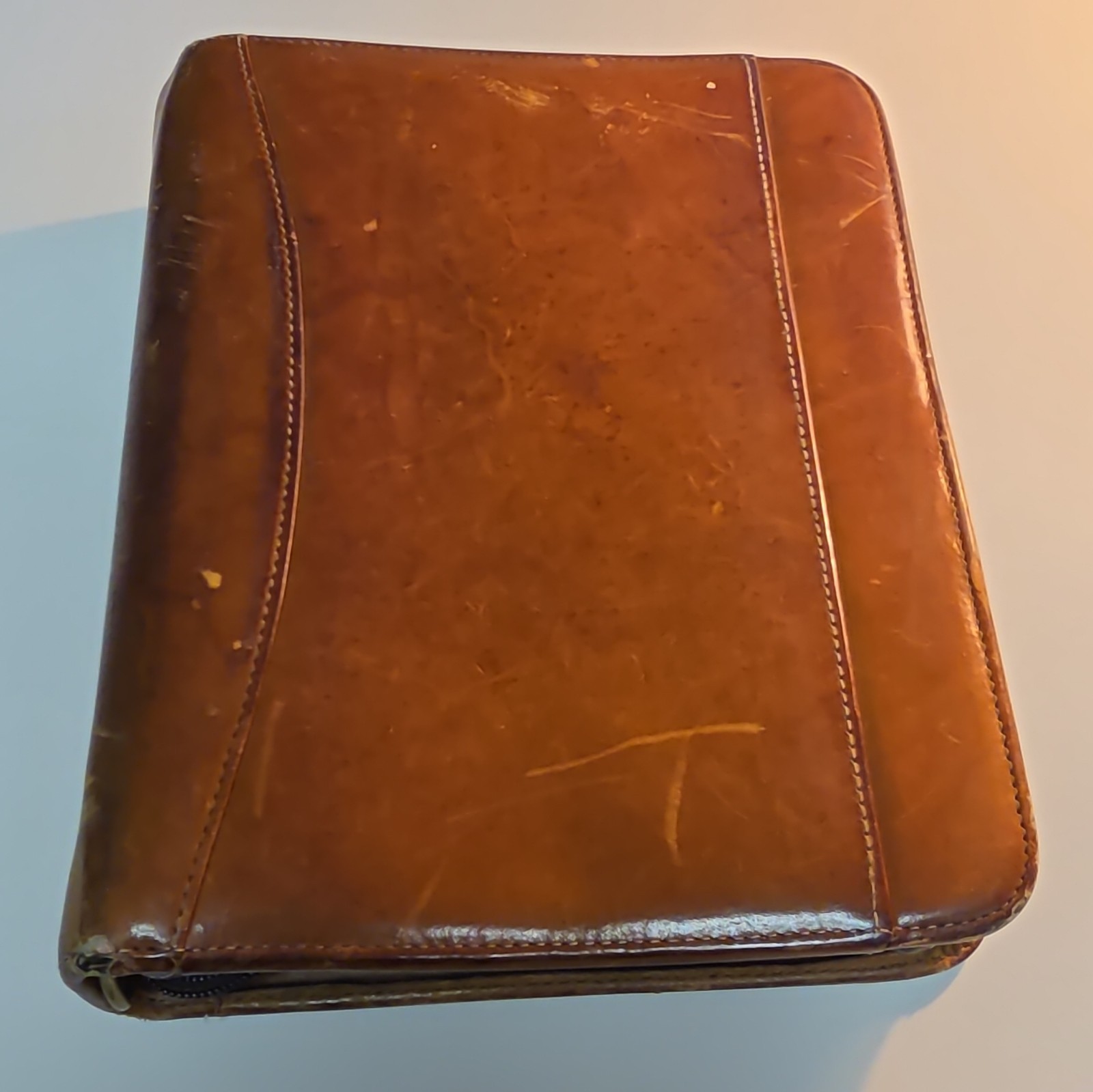 Franklin Covey Riverwood Leather PadFolio Distressed Warm Brown USA