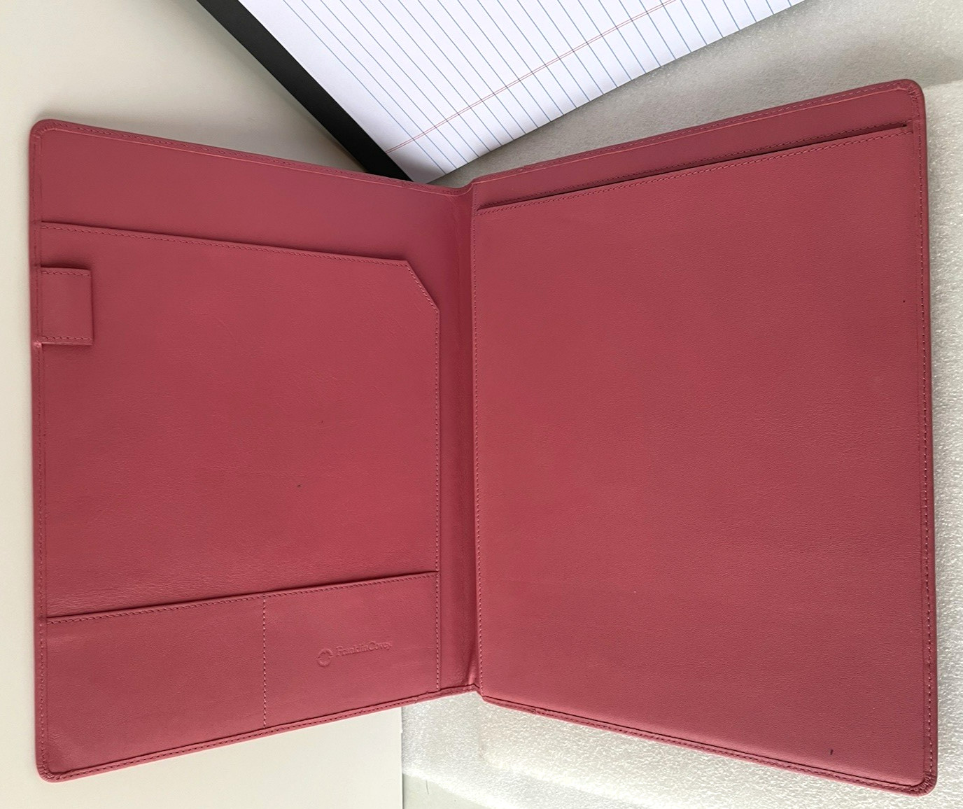 Franklin Covey ~ Note Pad Folio ~ Pink Leather Monarch Organizer Cover ~12″x9.5″