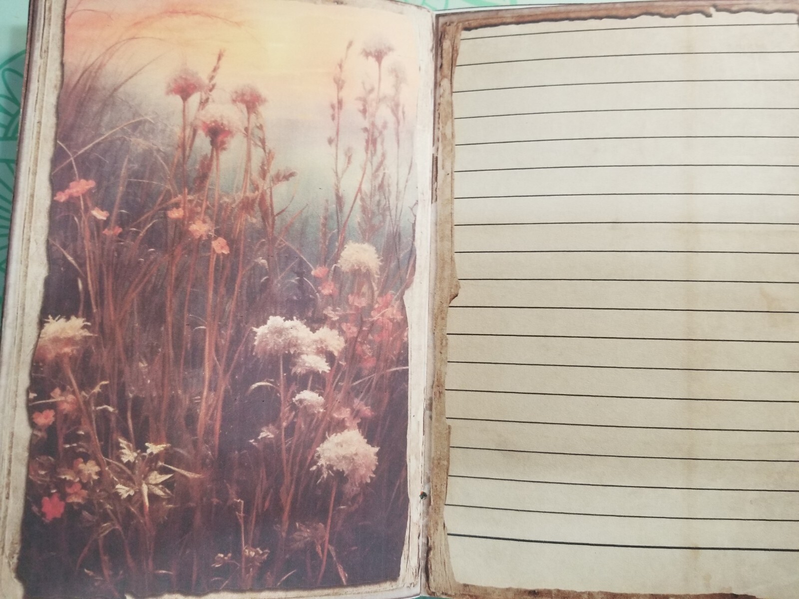 Junk Journal Booklet “WILDFLOWERS” BOTANICAL HANDMADE Cards, Pockets,