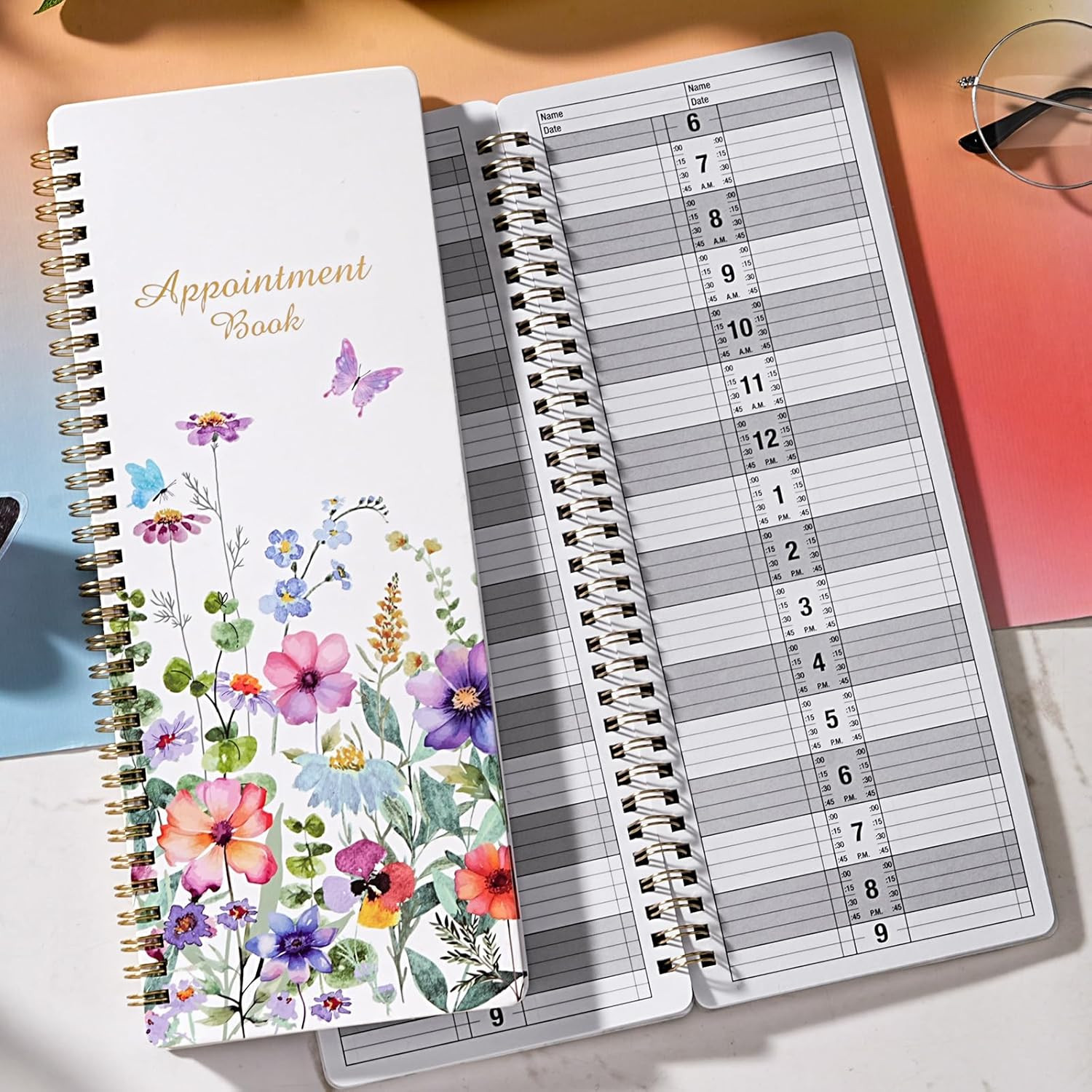 Salon Appointment Book – 11.5″ X 4.7″, 2 Columns, Undated, 6 AM – 9 PM, Professi