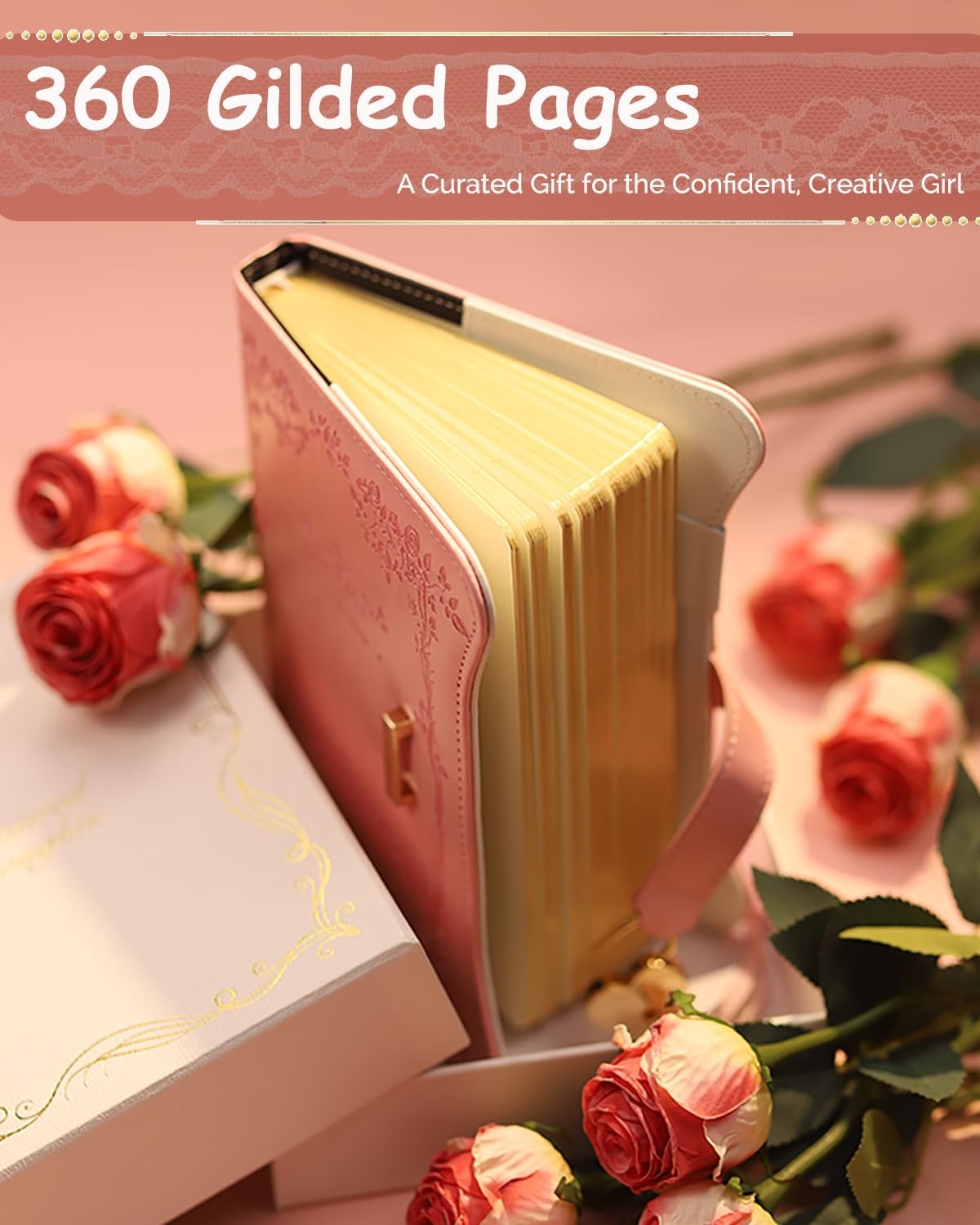 Diary with Lock and Keys for Girls Gift Ideas, 360 Gold Edged Pages Journal f…