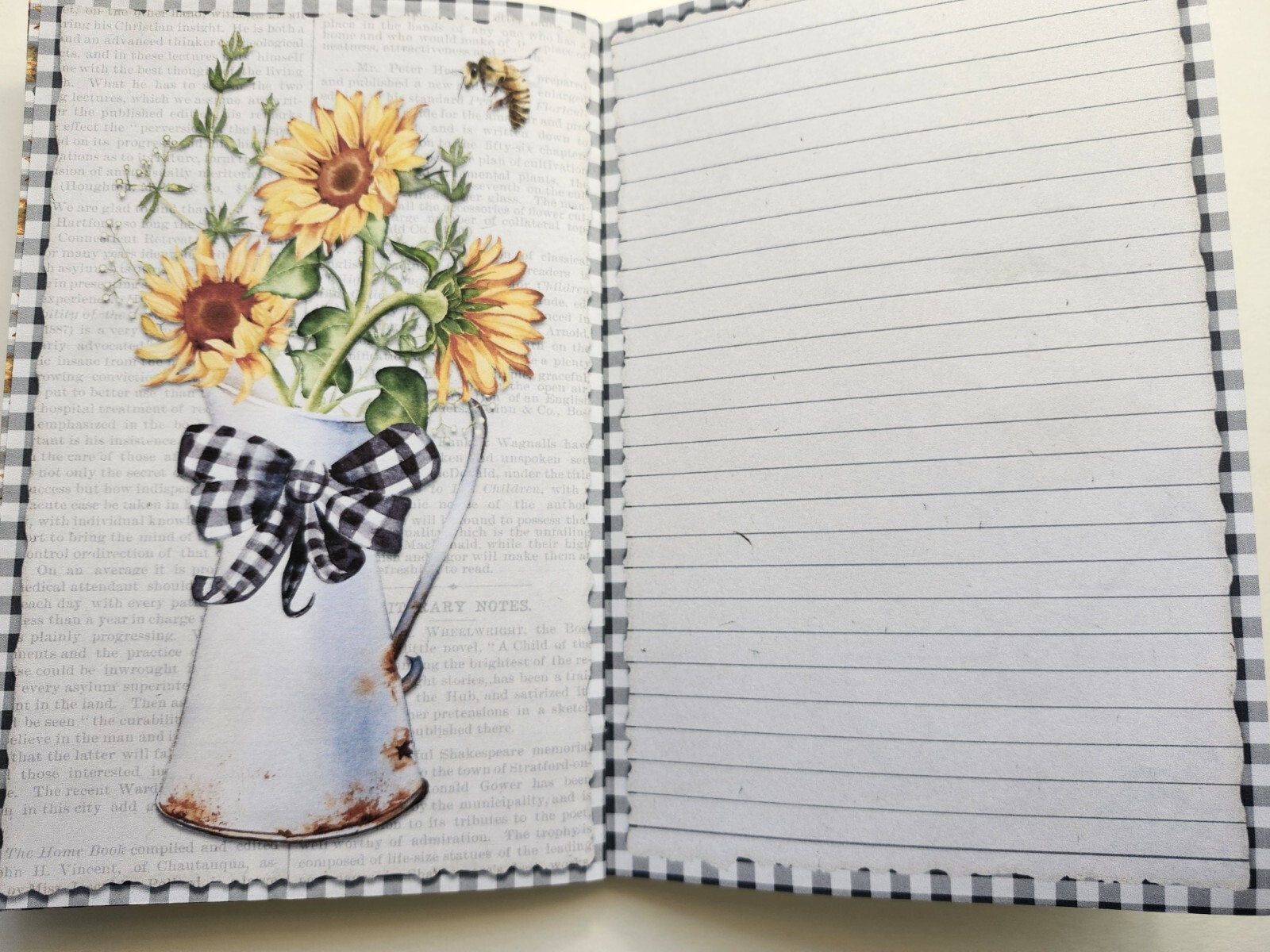 Junk Journal Blank Booklet “BEE KIND” BEES Sunflowers HANDMADE + LG 40pg 9×6