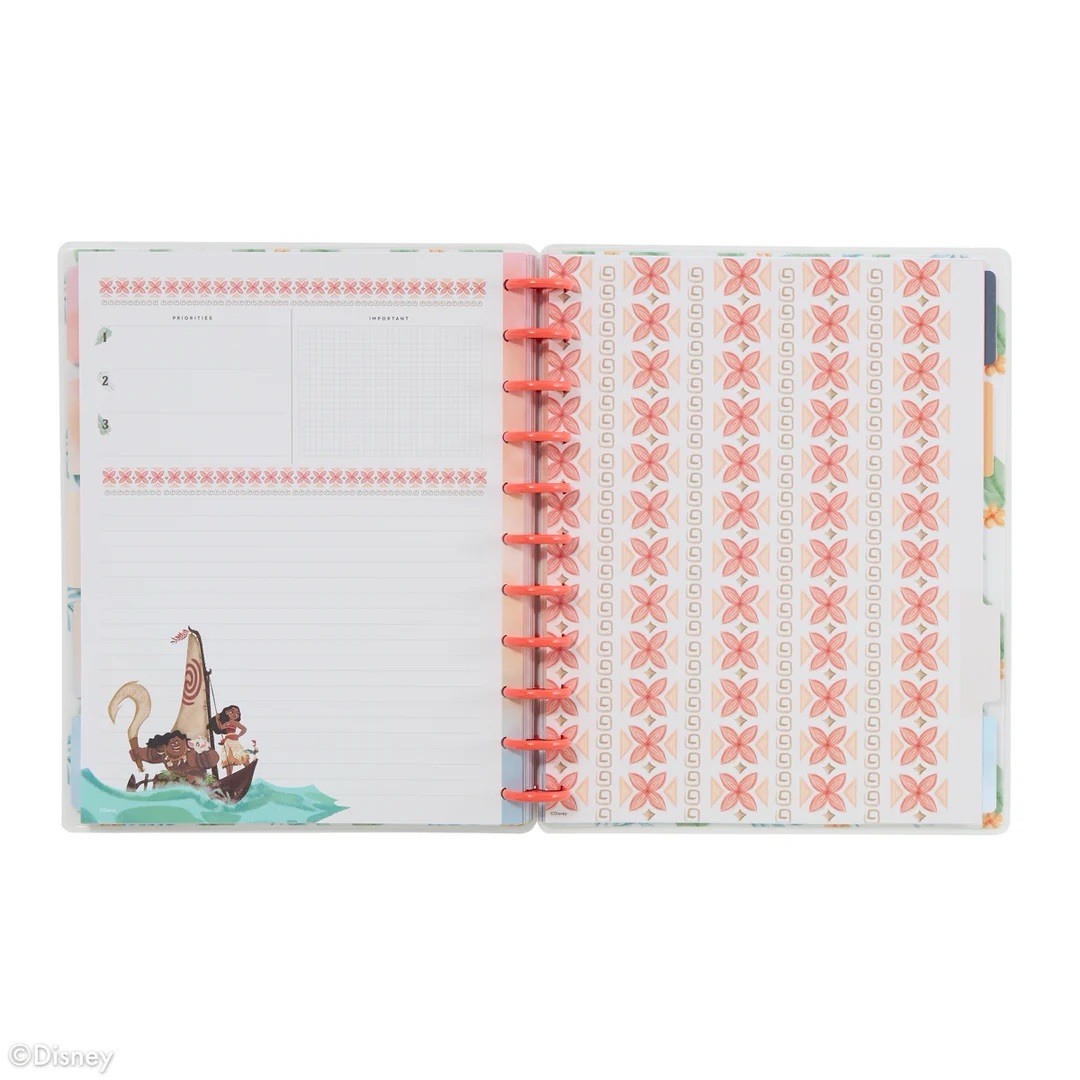 Undated Disney Moana Planner Size BIG VERTICAL LAYOUT – 12 MONTHS
