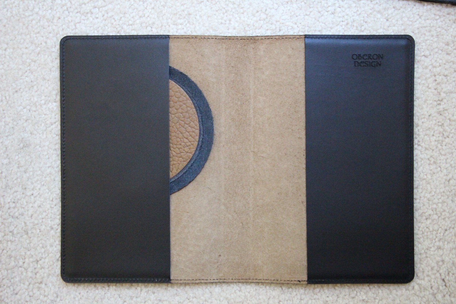 Oberon Design Pebble Leather ICON Journal Cover 6″x 9″ YIN & YANG in Taupe/Black