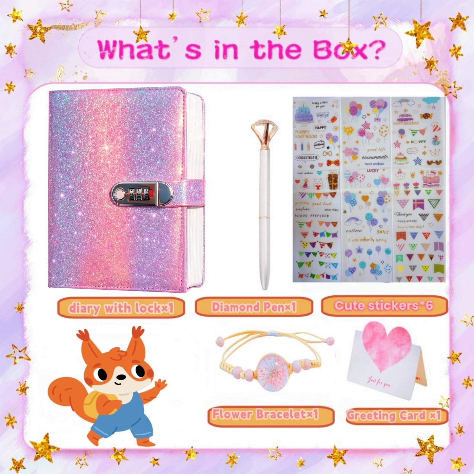 Diary with Lock for Girls A5 Size 8×6 Inches – Ideal Birthday Gift Set