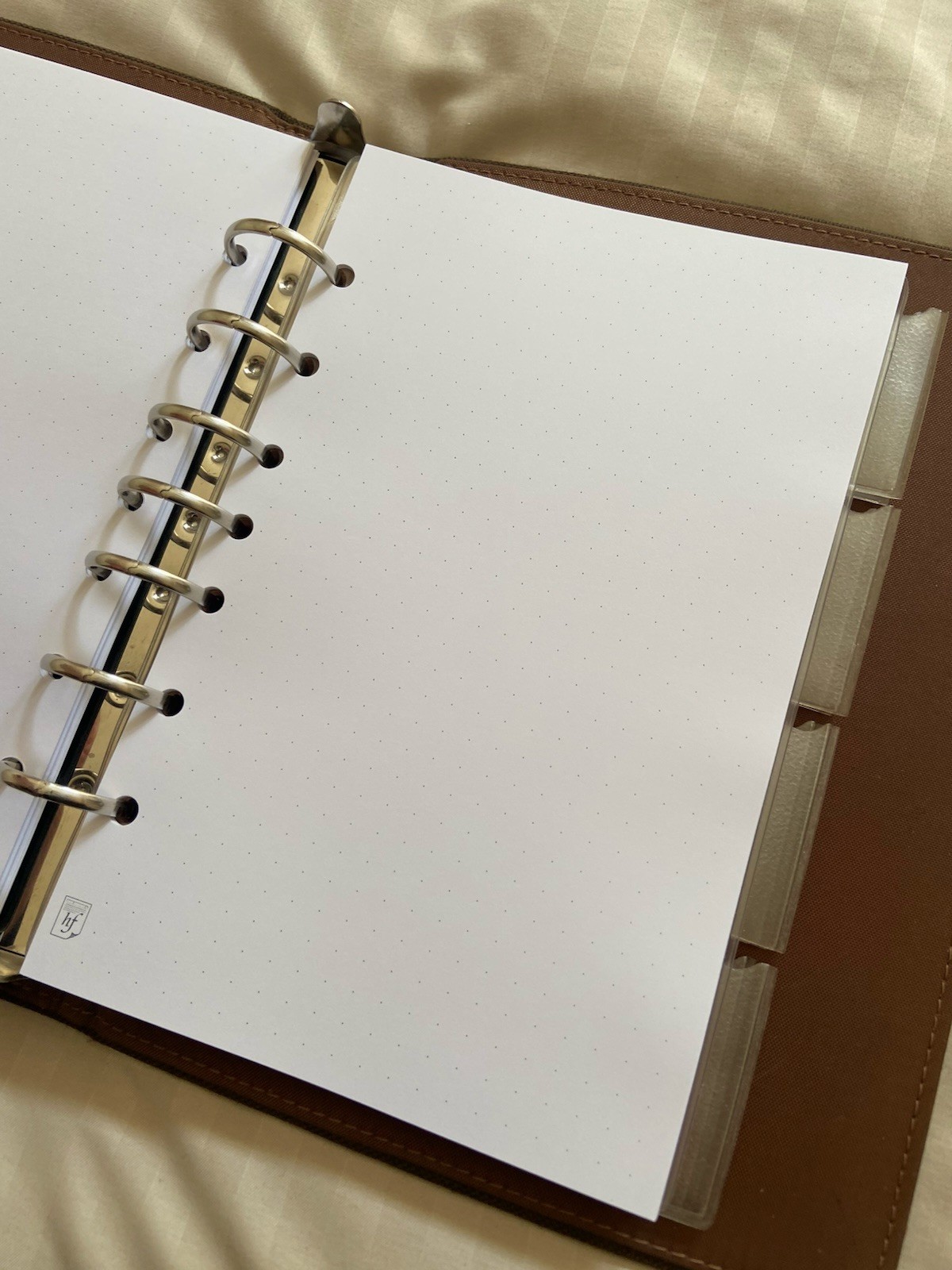 Vintage Brown Fabric Day Timer 7 Ring Classic Planner Binder Open Organizer
