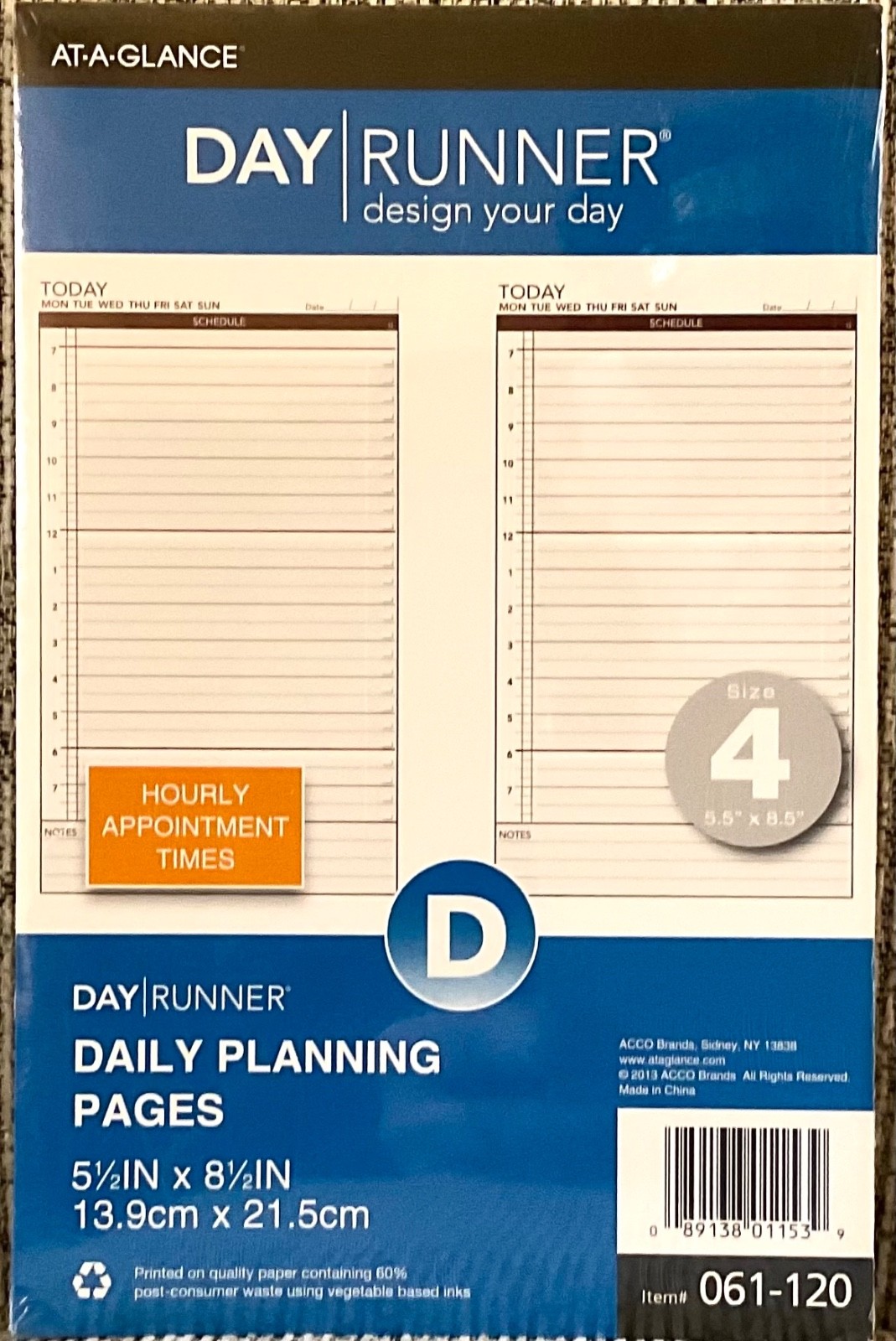 NEW Day Runner DAILY PLANNING PAGES 5 1/2” x 8 1/2” 7 Ring Size 4 Planner #26