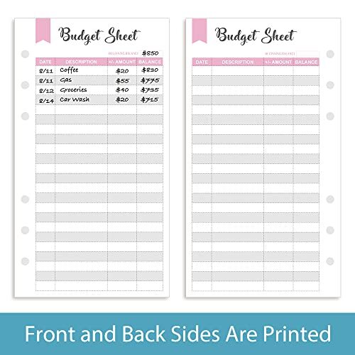 Set of 90 Sheets Expense Tracker 6-Hole Punched Budget Sheets for A6 Budget B…