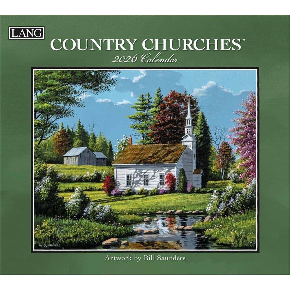Lang, Country Churches 2026 Wall Calendar by Bill 12.5″W x 0.2″H, 2026
