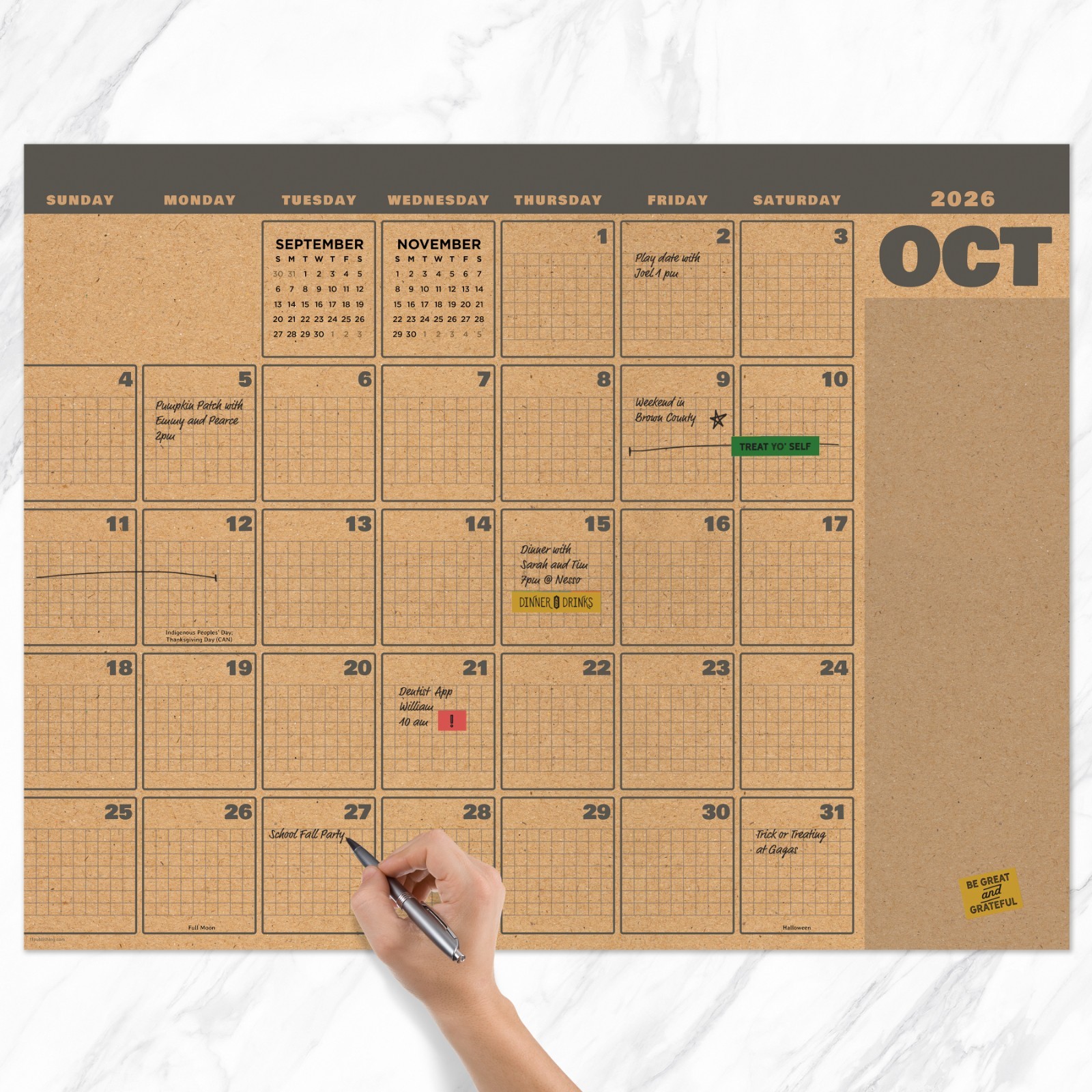 July 2026 – June 2027 Trail + Timber Large Desk Pad Monthly Blotter Calendar