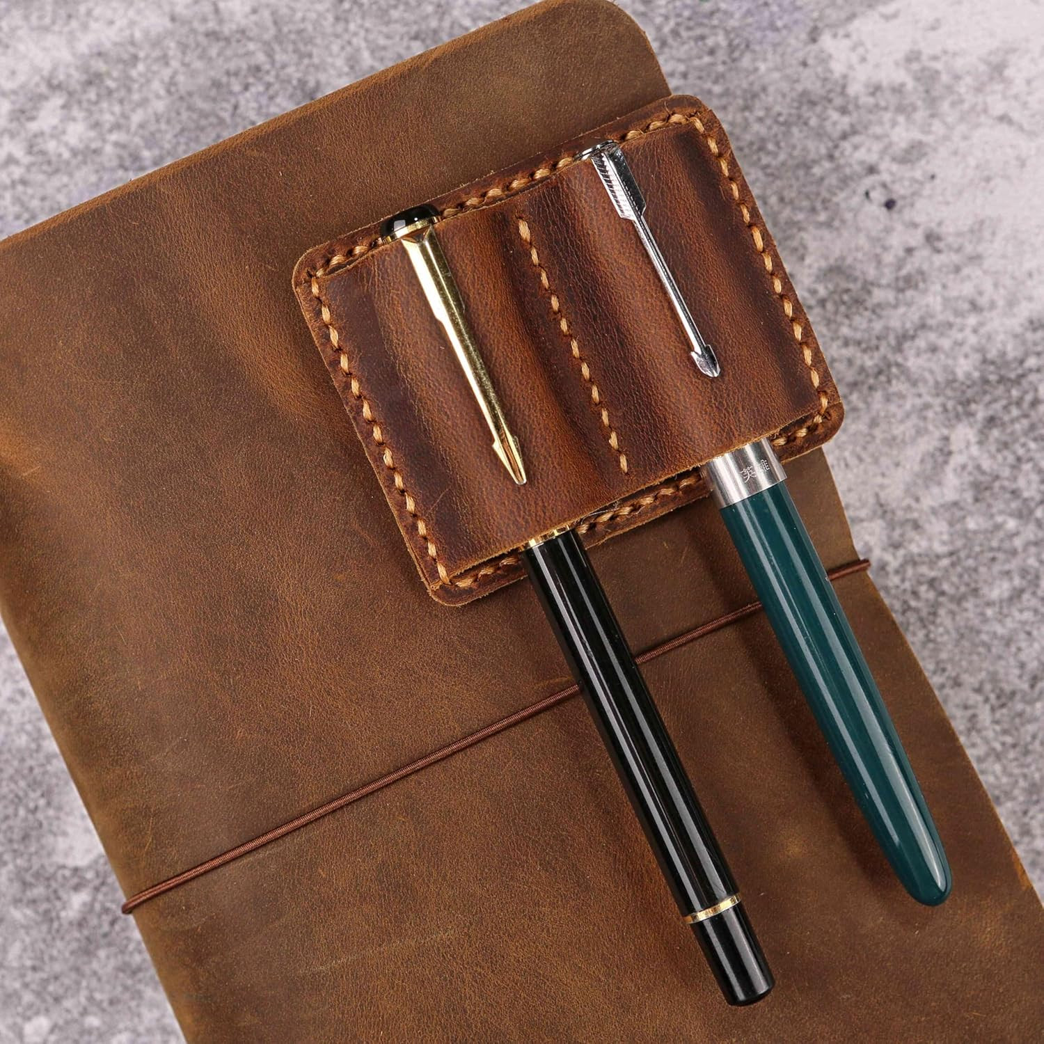 Leather A5 Travelers Notebook Cover with Inner Pockets and Card Slots and Pen Ho
