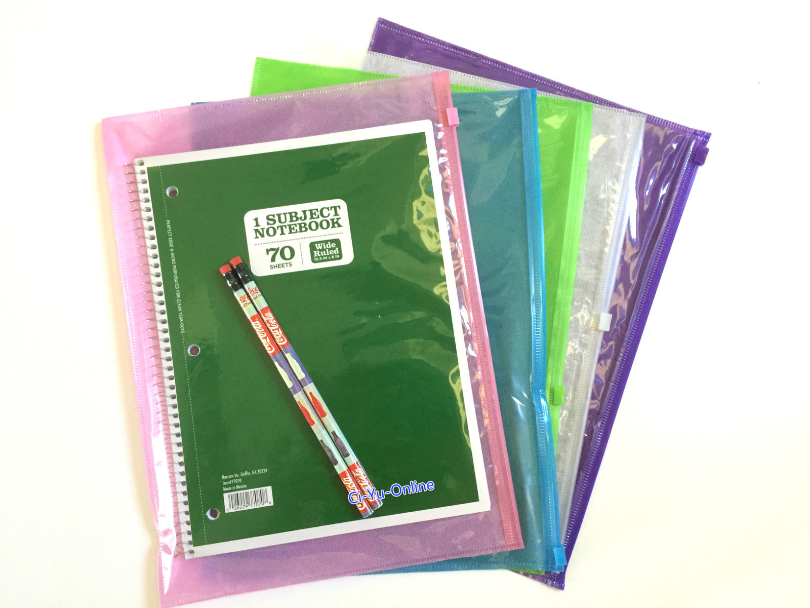 New A4 Waterproof Fabric & Clear Plastic Document Bag Paper File Folder 5-Pack