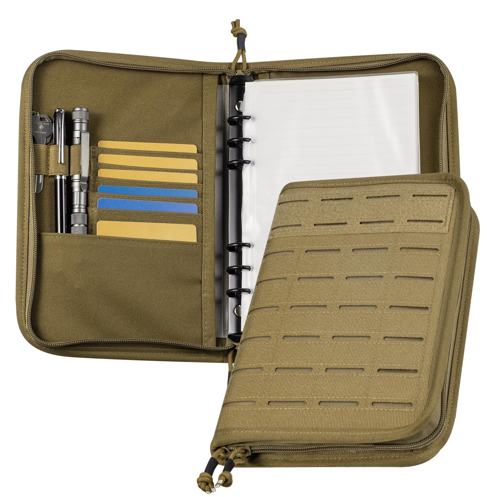 Kosibate Tactical Notebook Padfolio with Zipper, Detachable Refillable 6-Ring…
