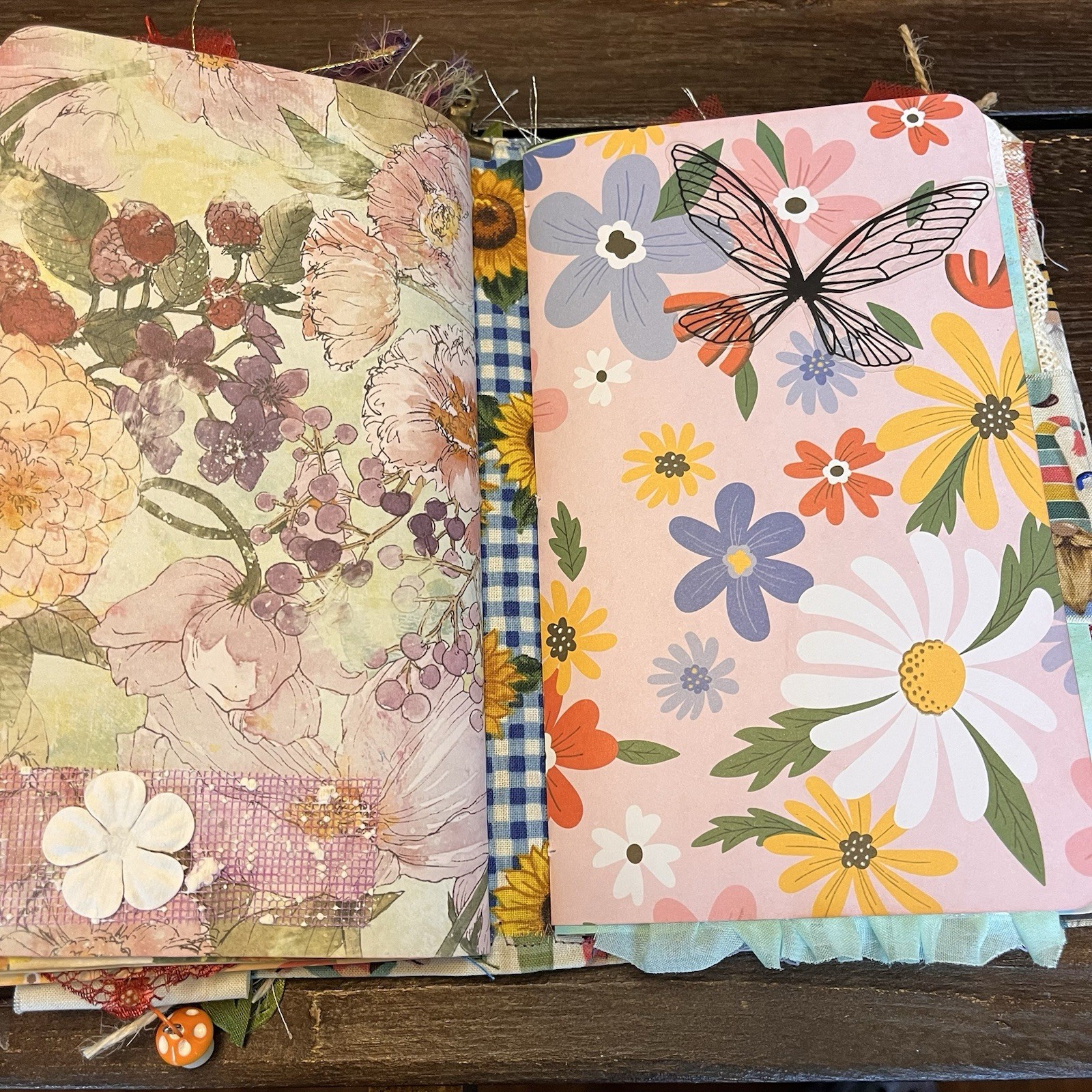 Gnome Sunflower Themed Junk Journal Woodland Nature Softcover 3 Signatures