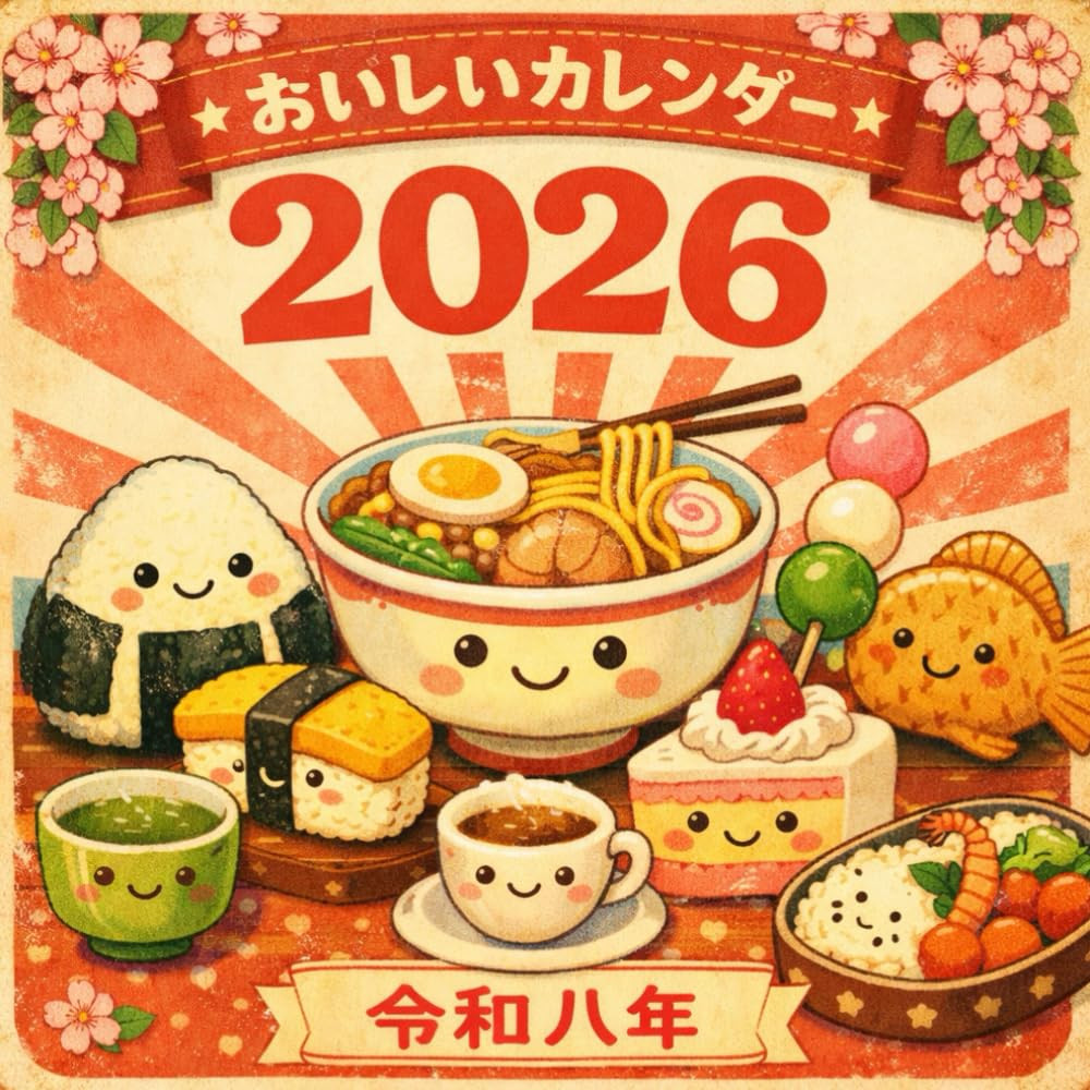 Cute Kawaii Japanese Food Planner 2026: Monthly & Weekly Calendar with Adorable
