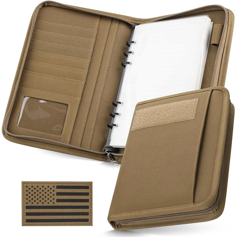 Refillable 6-Ring Binder A5 Notebook Tactical Portfolio Organizer Multi-Pocket