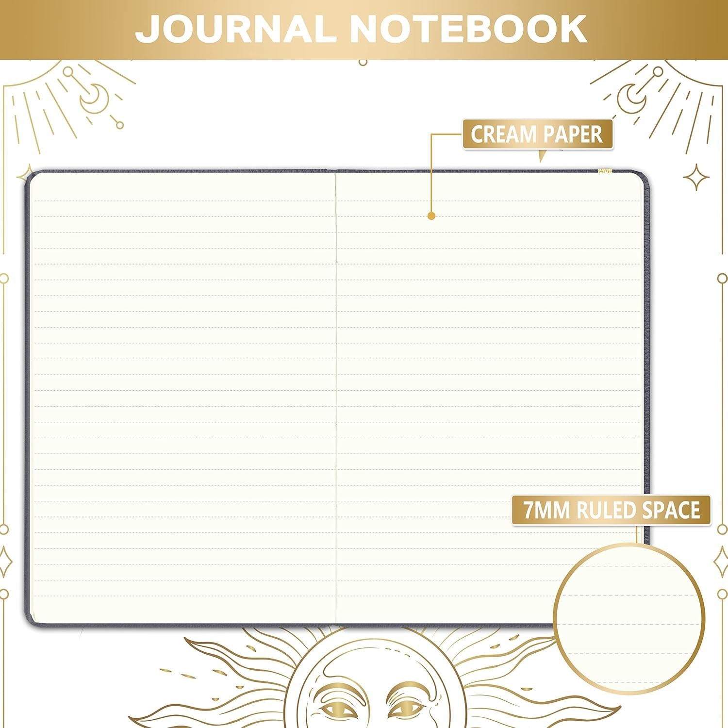 Large Ruled Writing Notebook with Thick Paper – Classic Dark Gray, 5.8”x8.4”