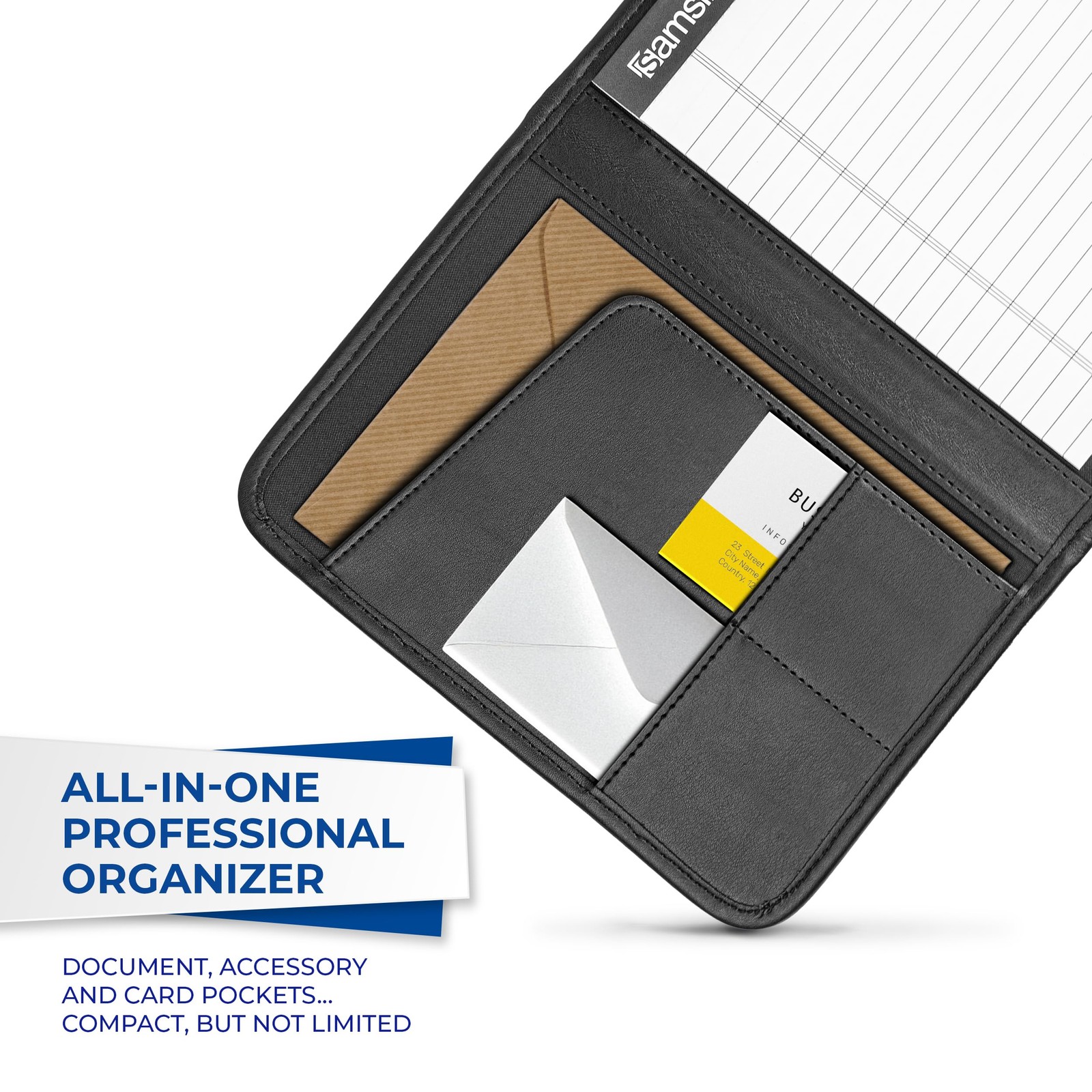 Professional Padfolio, Faux-Leather Mini Portfolio, with 5 x 8 Writing Pad, B…