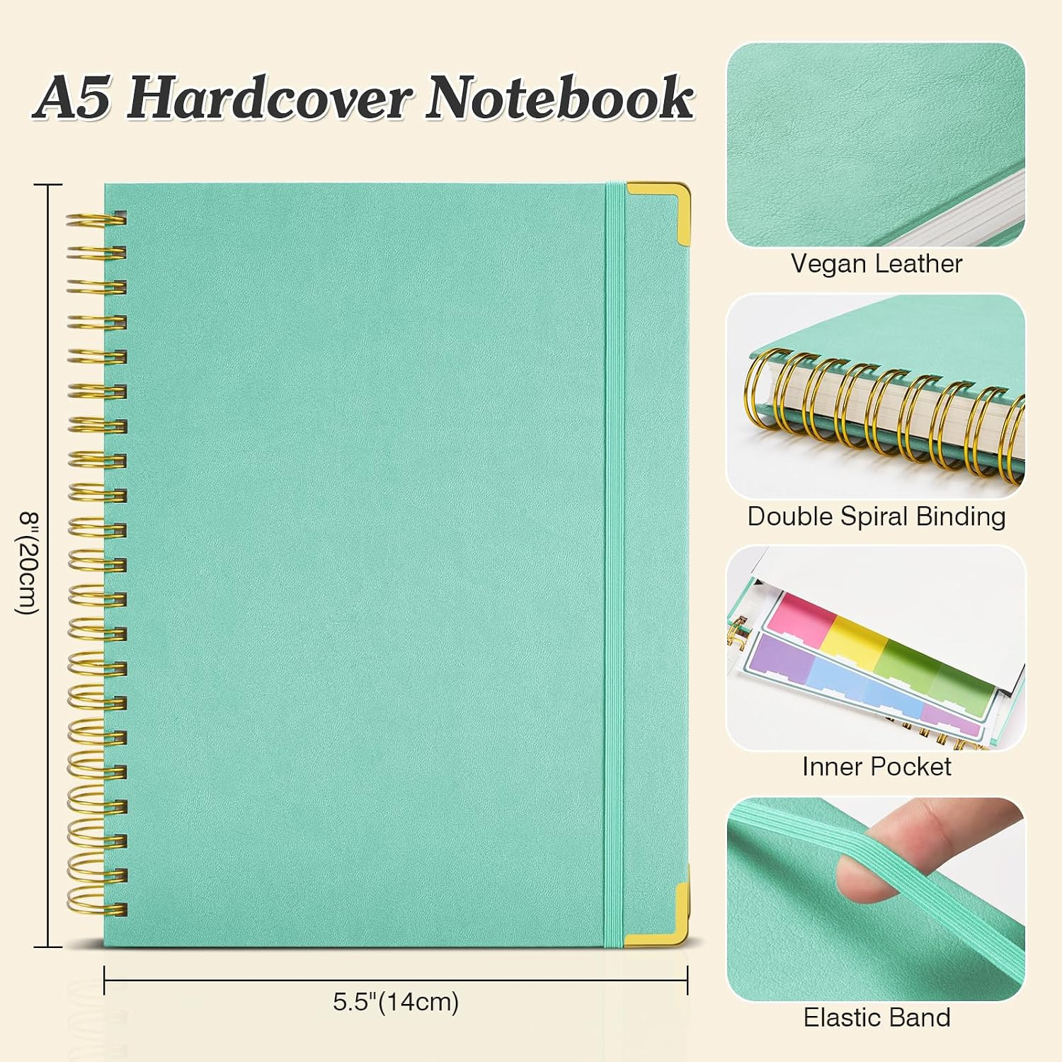 Blank Spiral Notebook: Leather Sketch Book, 300 Pages Hardcover Unlined Notebook