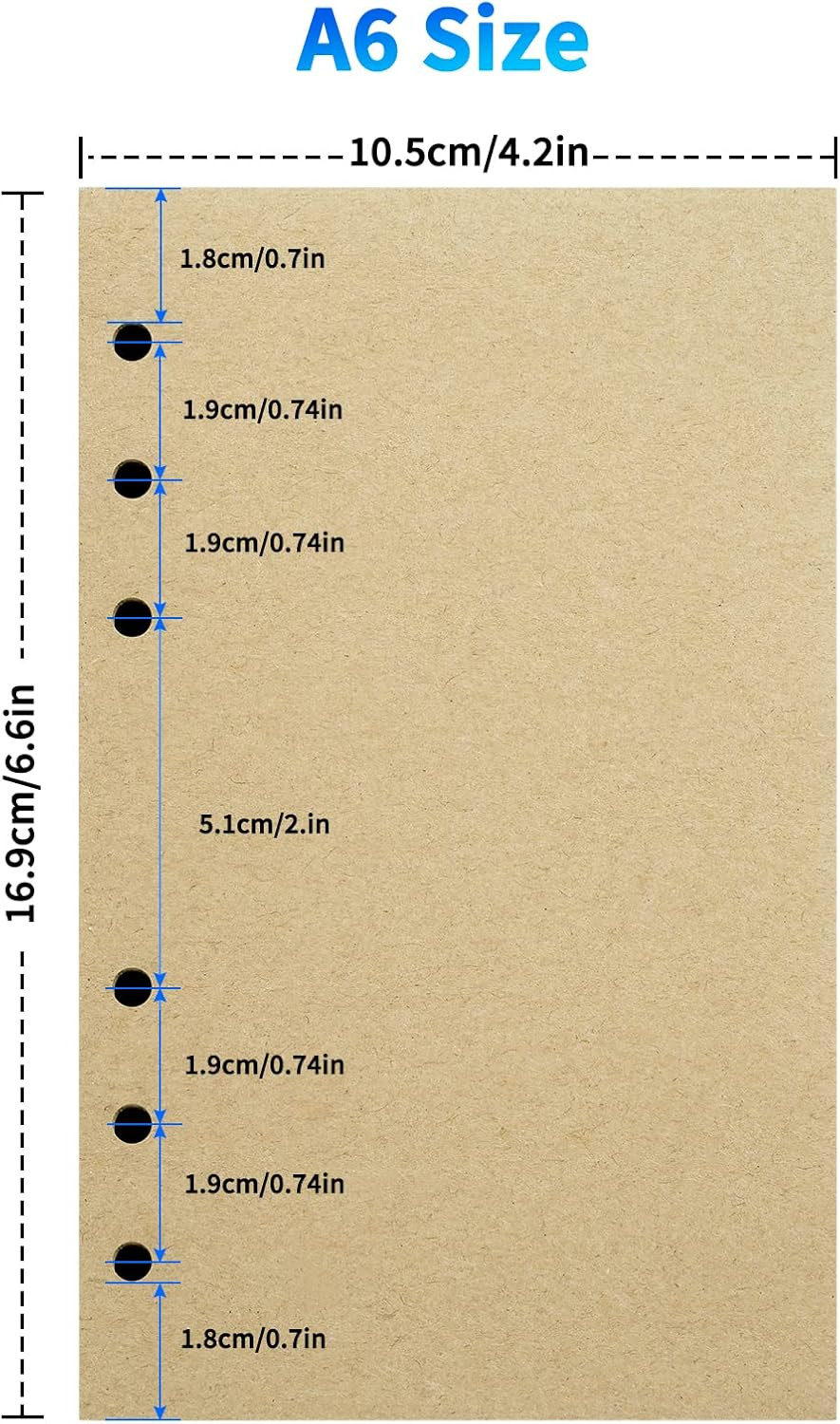A6 Blank Vintage Refillable Paper, Retro A6 Binder Refills Paper for 6-Ring Bind