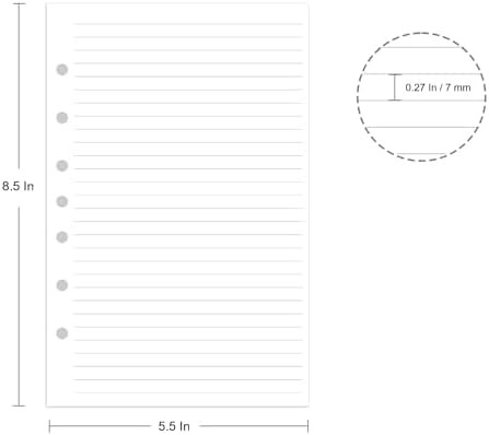 7-Hole Lined Refills Paper, A5 Filler Paper for Planner Inserts, A5 Loose Leaf P