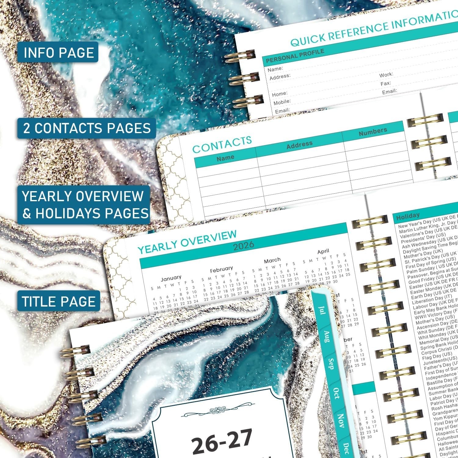 Portable 2026-2027 Planner for Students and Professionals – 8.5 x 6.4 inches
