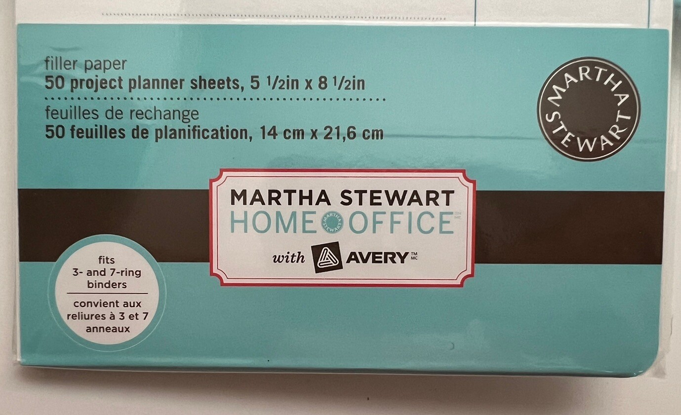 2 Martha Stewart Avery Filler Paper Project Planner Sheets 5.5 X 8.5 400 Sheets
