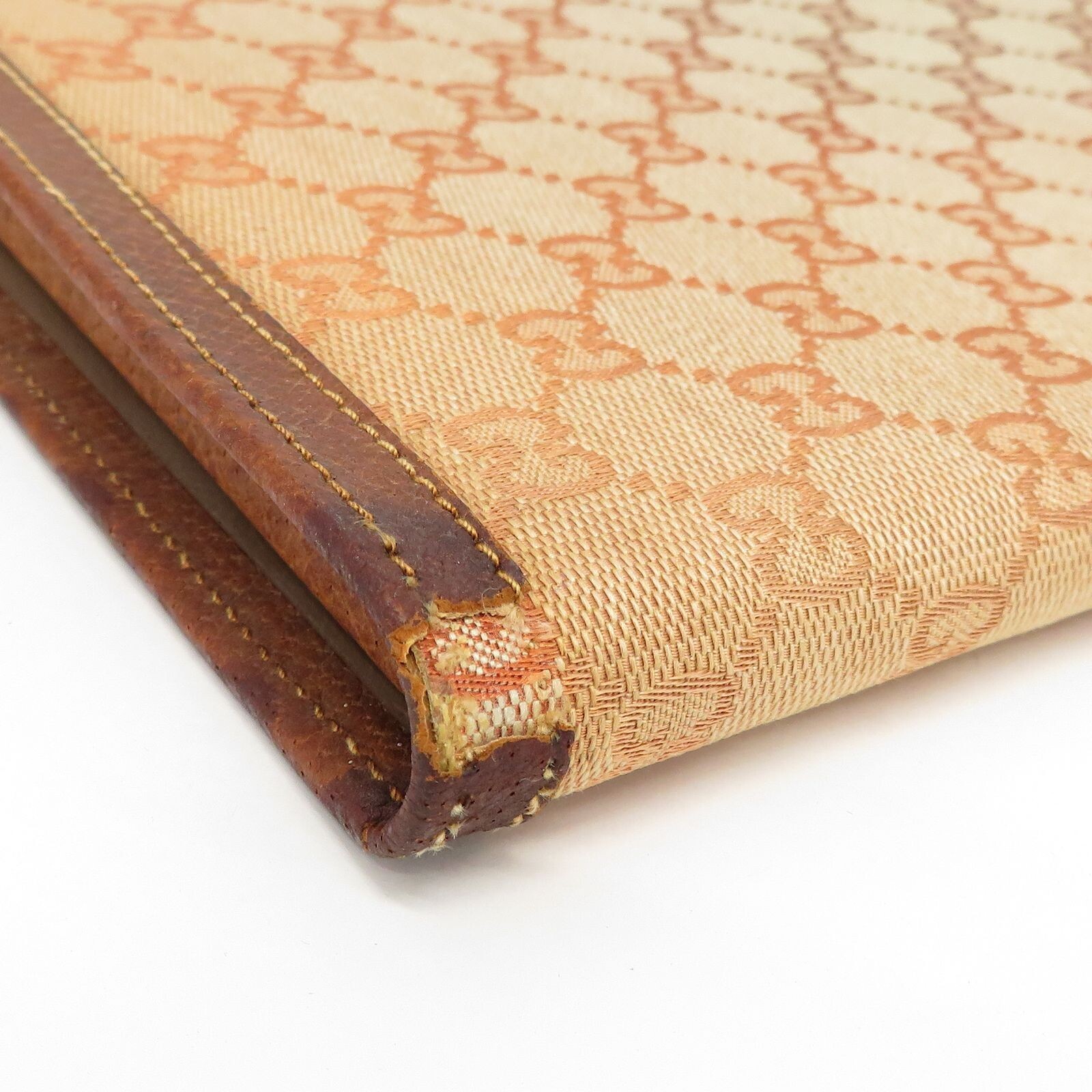 Gucci Vintage GG Canvas Leather Memo Pad Document Case File Brown 23.5x37cm