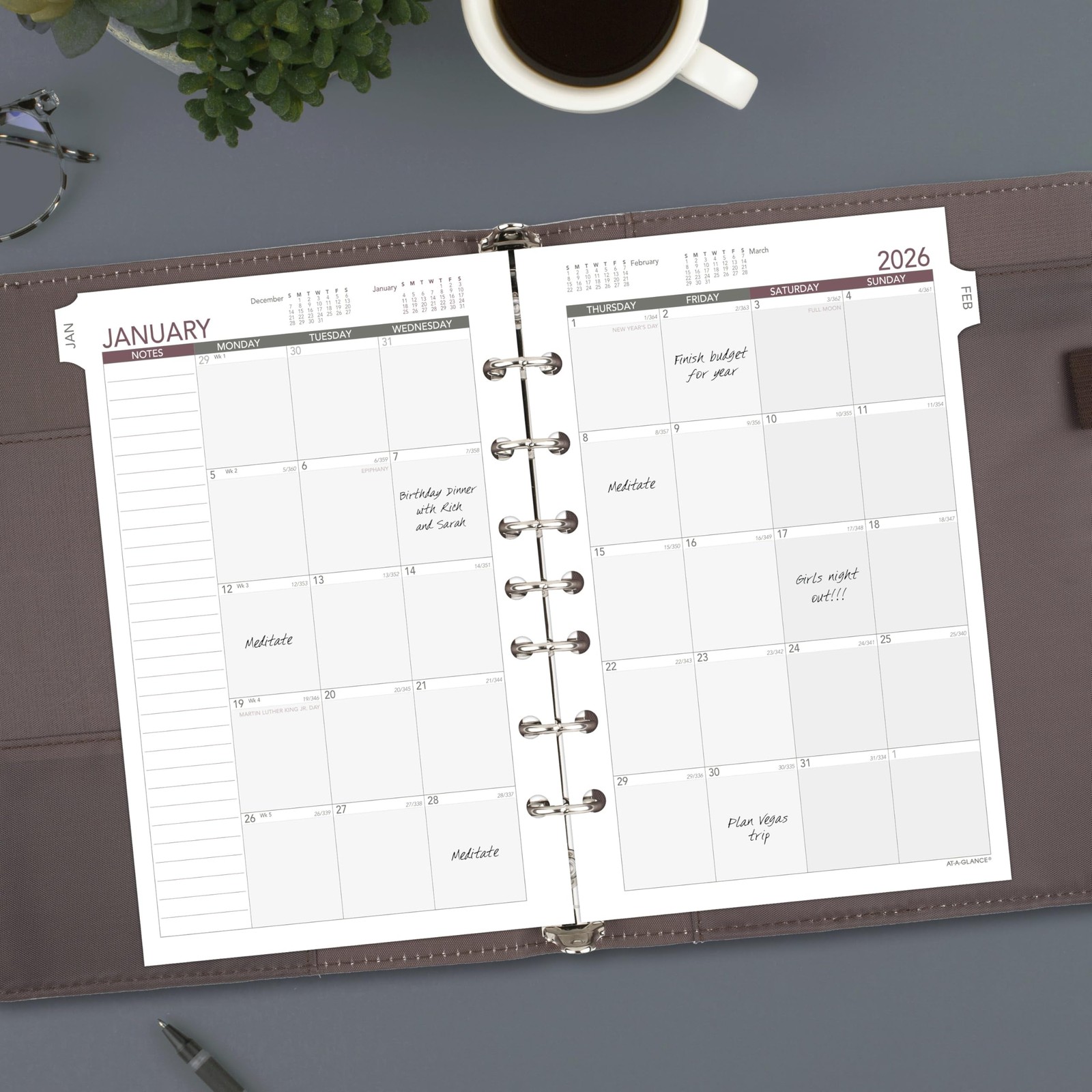AT-A-GLANCE 2026 Planner Refill, Monthly, 5-1/2″ x 8-1/2″, Size 4 Desk, White