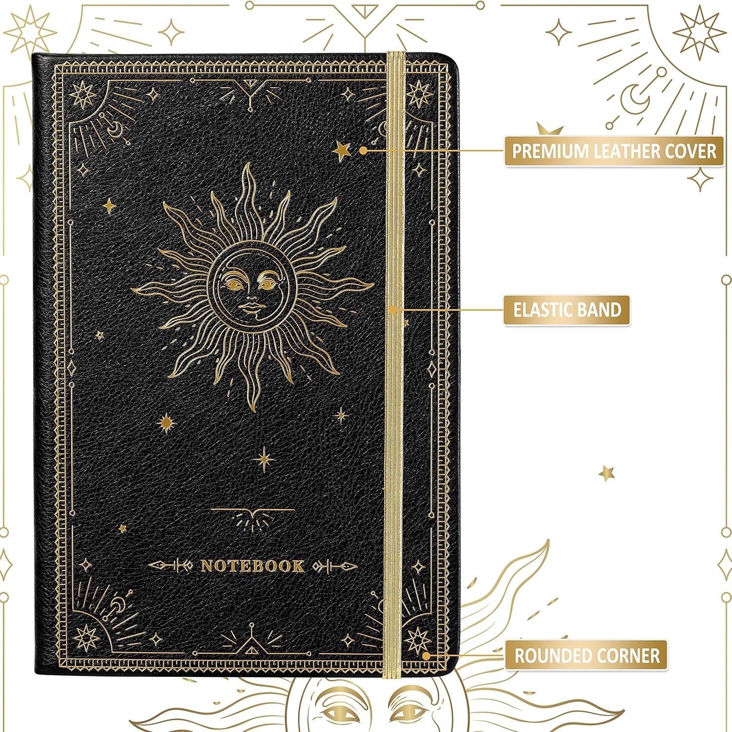 Stylish Faux Leather Ruled Notebook – 128 Pages with Back Pocket & Closure Band