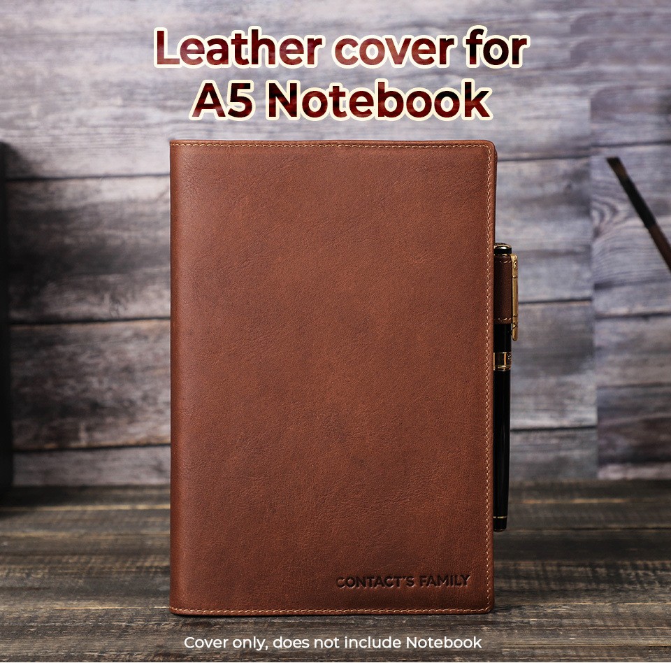 Leather Notebook Cover A5 Crazy Horse Journal Sleeve With Pen Holder Business