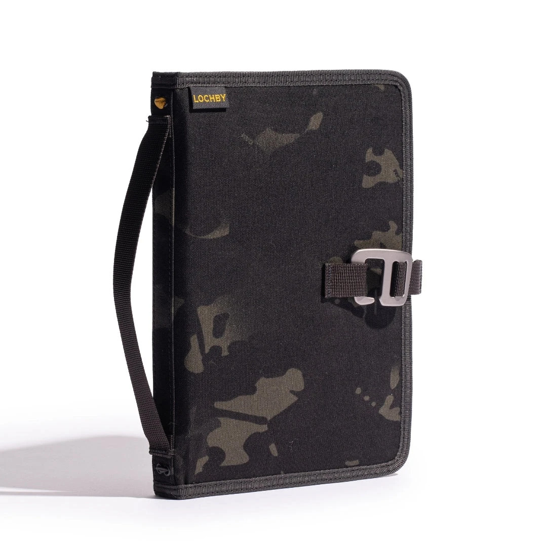 Lochby Field Journal Black Camo A5 Planner Cover | Water Resistant Waxed Canvas