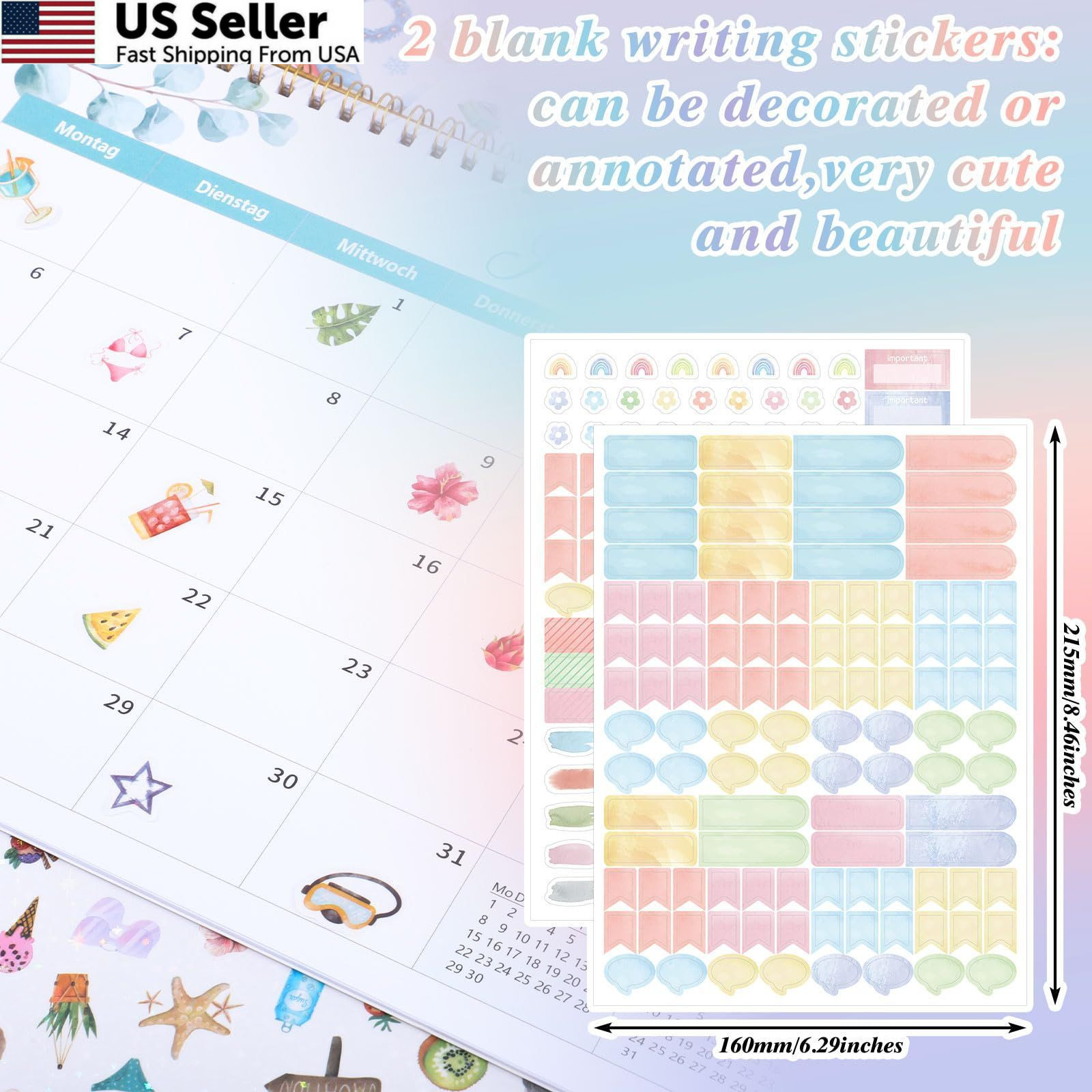 BESARME Planner Stickers with Glittery Film, 1000+ Scrapbook Colorful